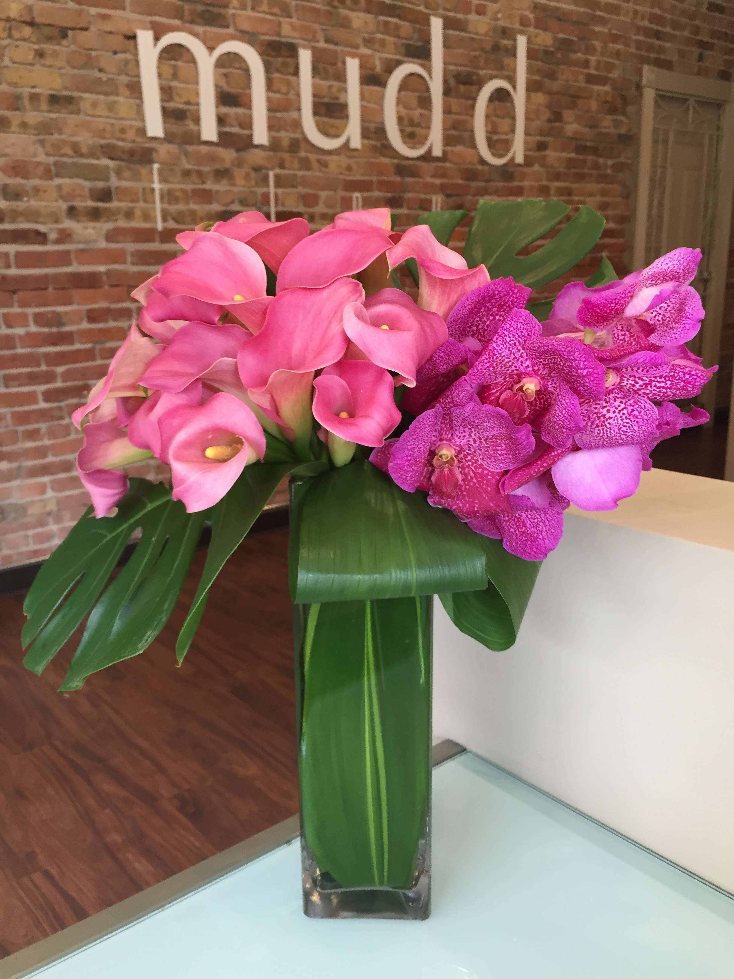 Pink Calla Lilies and Vanda Orchids in Chicago, IL | Mudd Fleur