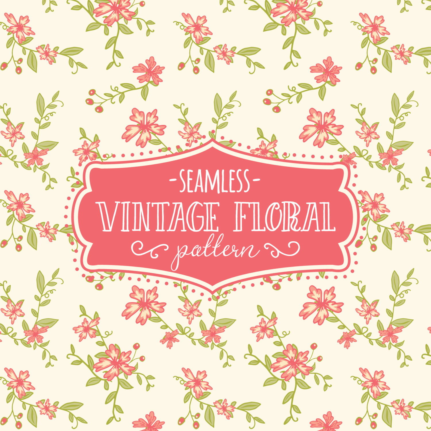 Seamless Pattern Vintage Floral Paper Pack // Digital Pattern