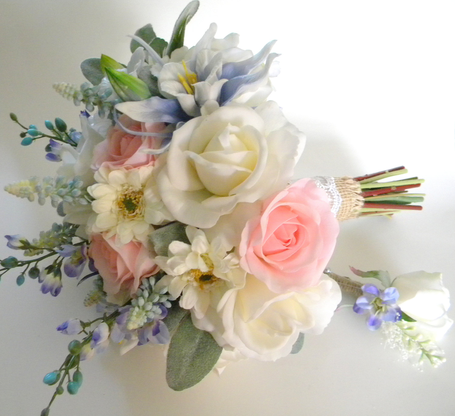 Garden Inspired Bridal Bouquet in Cream Pale Pink Blush and
