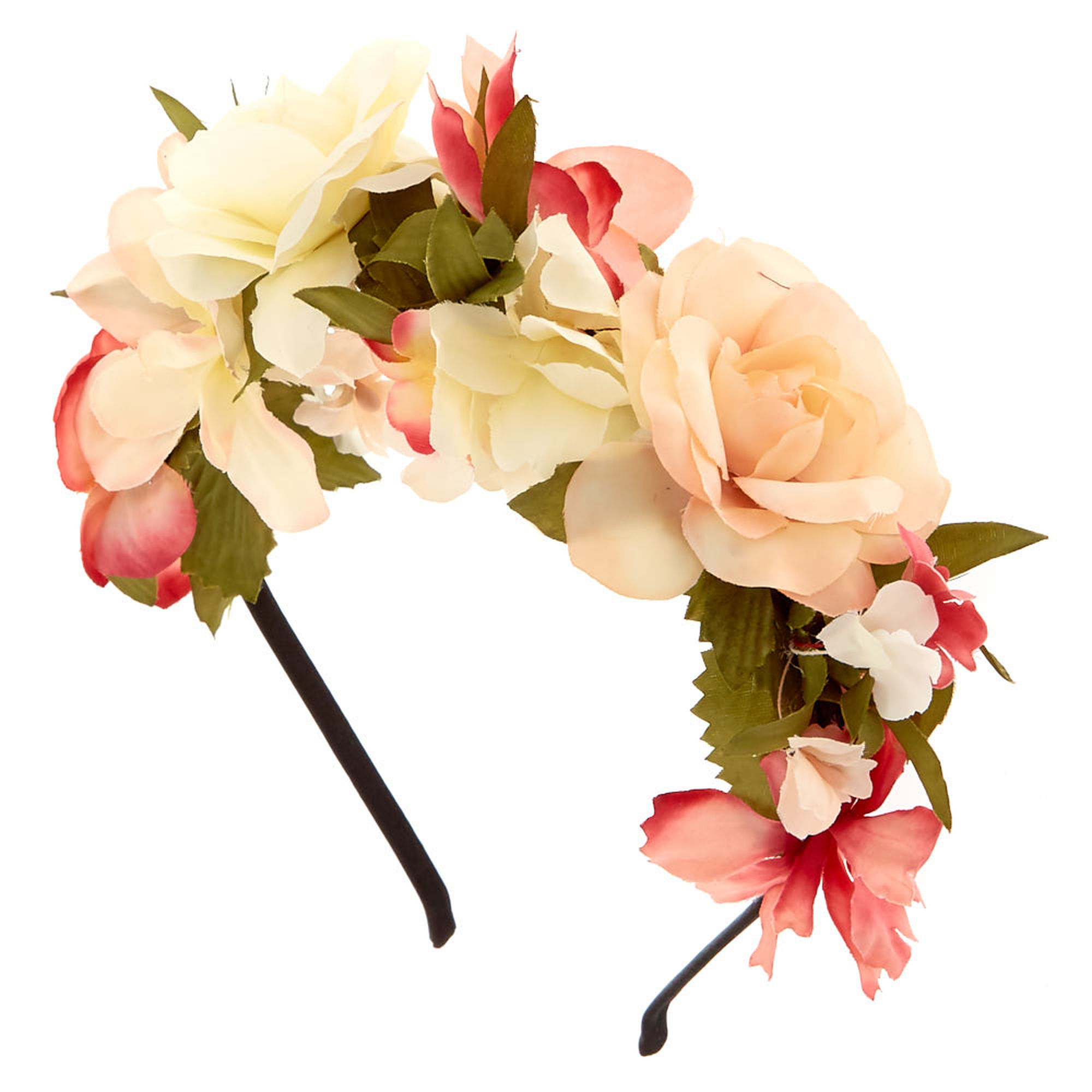 Ivory & Pink Flowers All Over Headband | Claire's