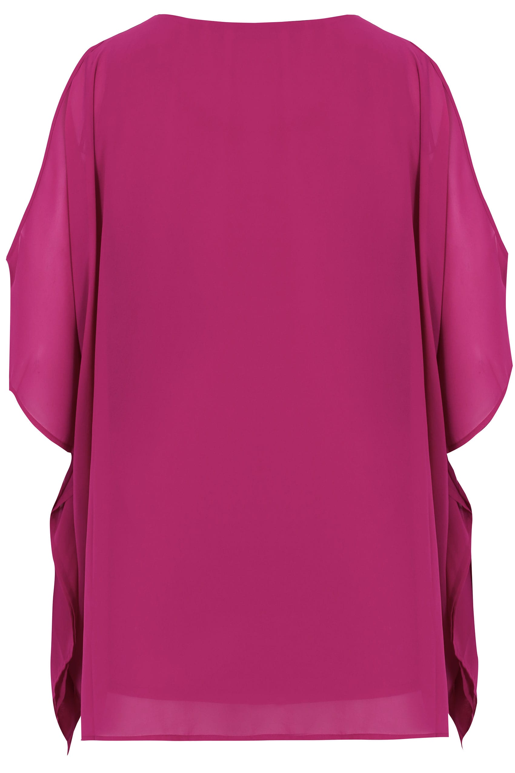 Fuchsia Pink Sequin V-Neck Blouse With Cold Shoulders, Plus size 16 ...