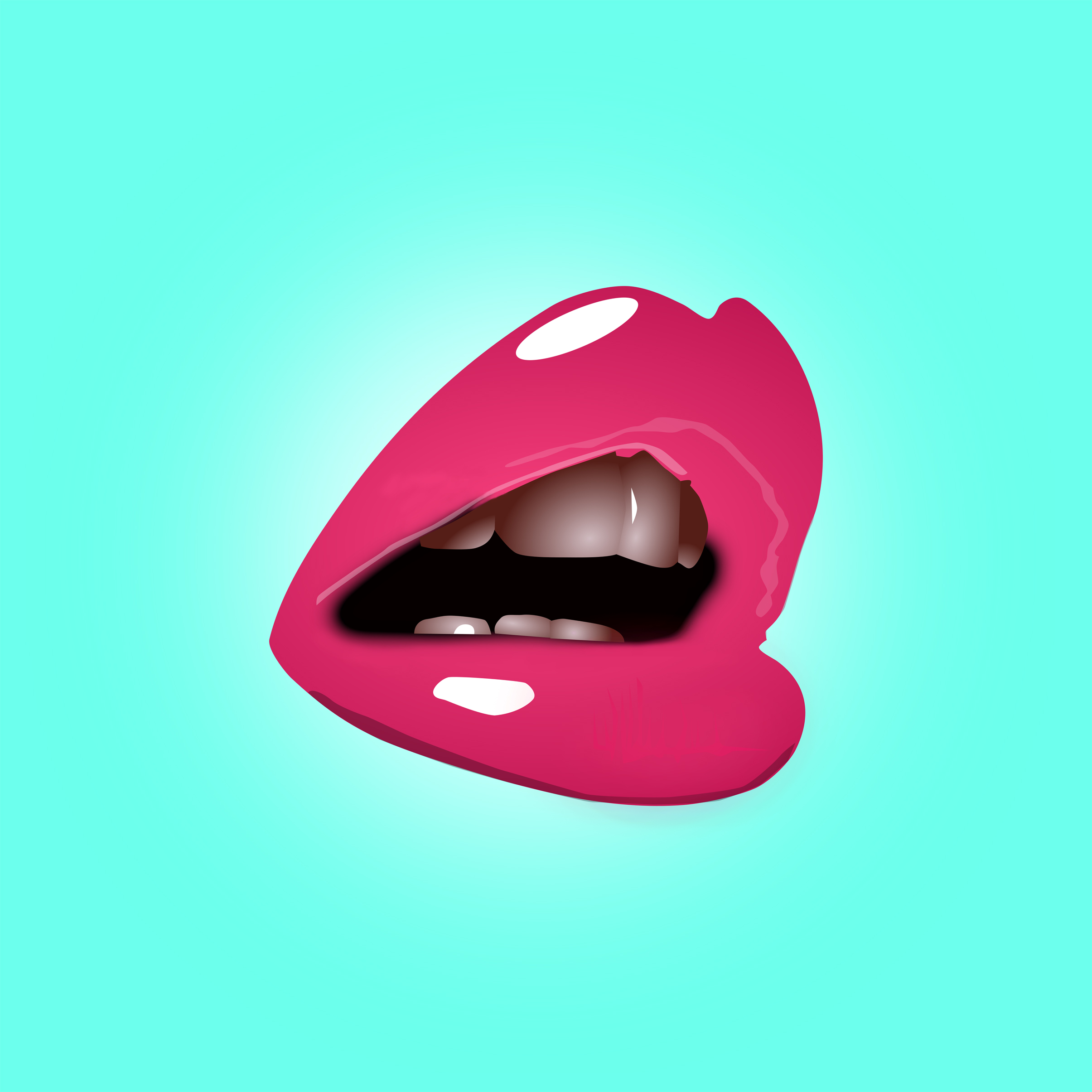 Pink lips with lipstick photo