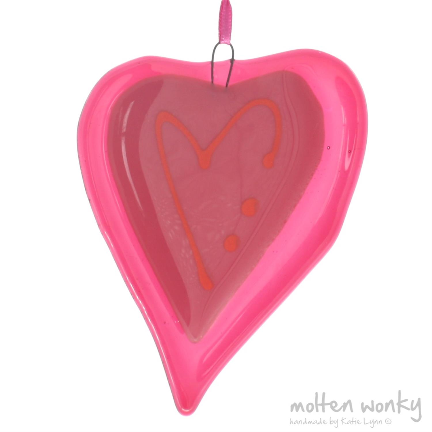 Molten Wonky | Fused glass love heart decoration