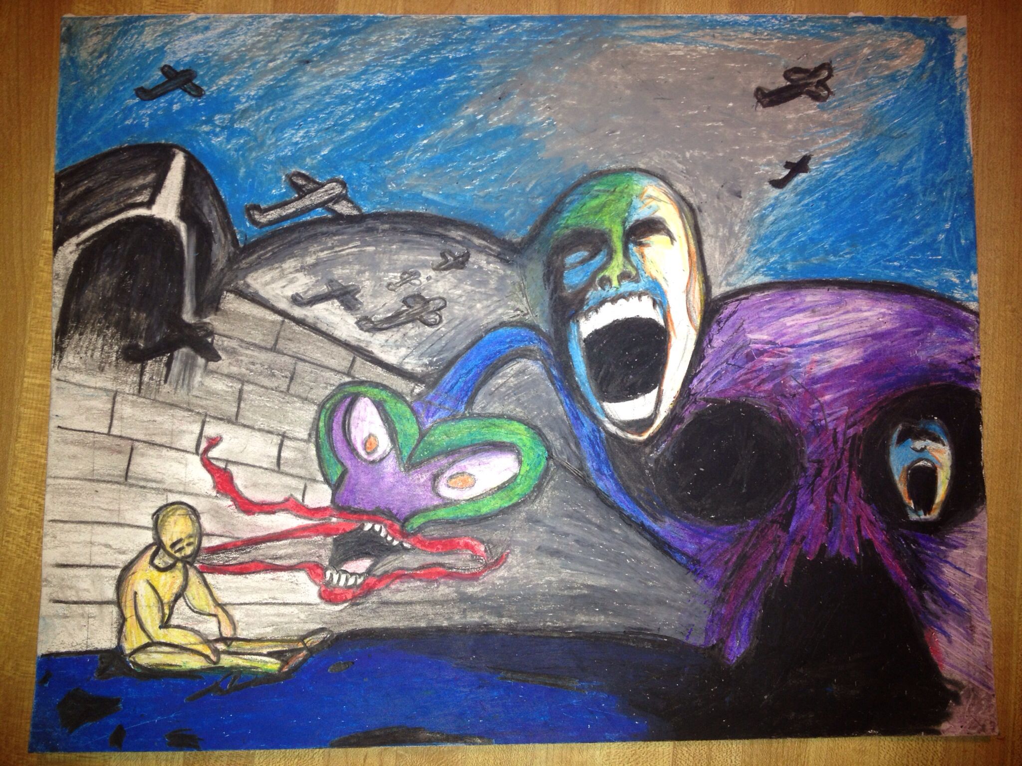 Oil pastel I did of Pink Floyd's The Wall. | VoidMachineArts ...