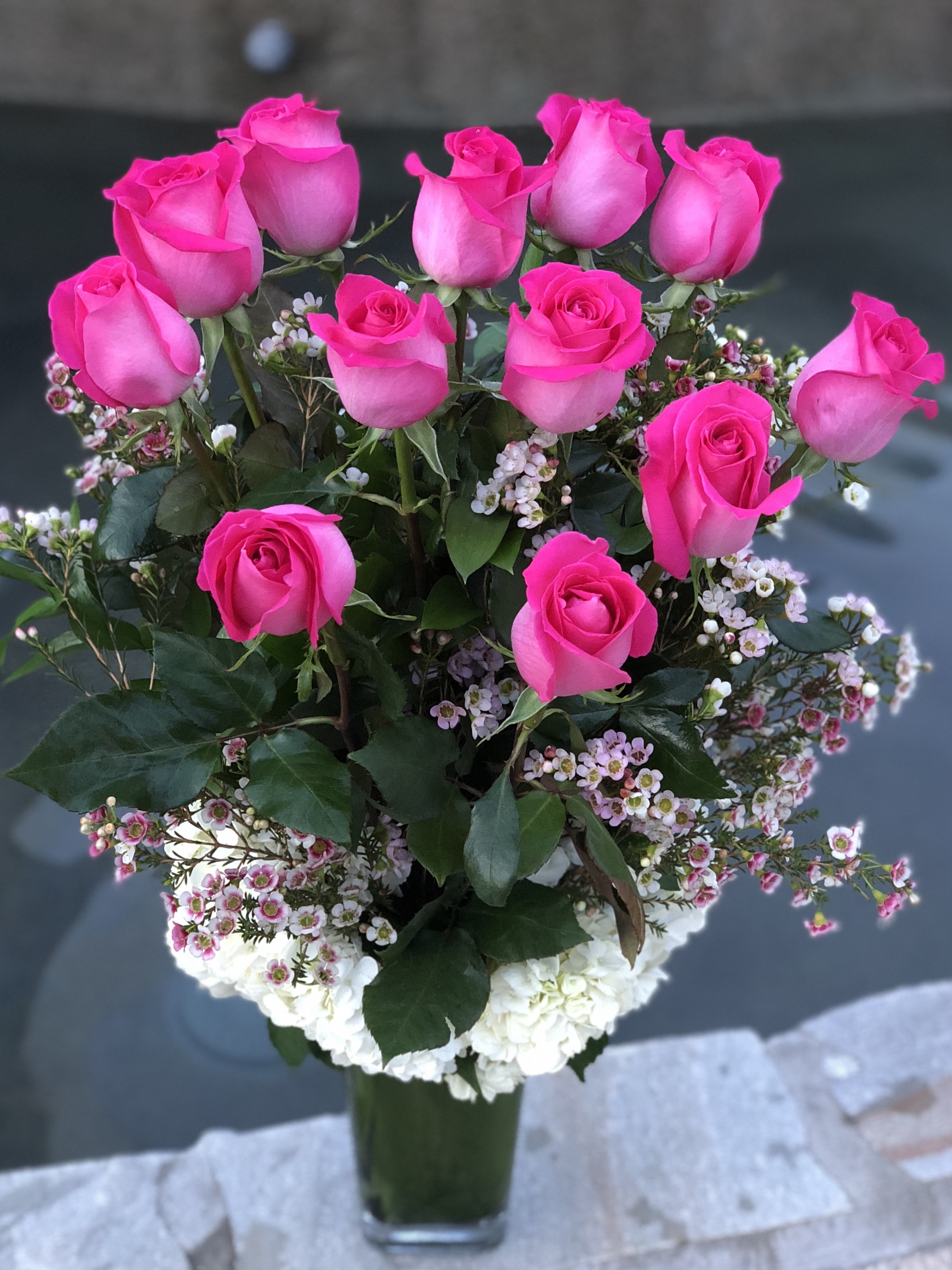 Pauline - Dozen Long Stem Pink Roses in a Vase in Torrance, CA ...