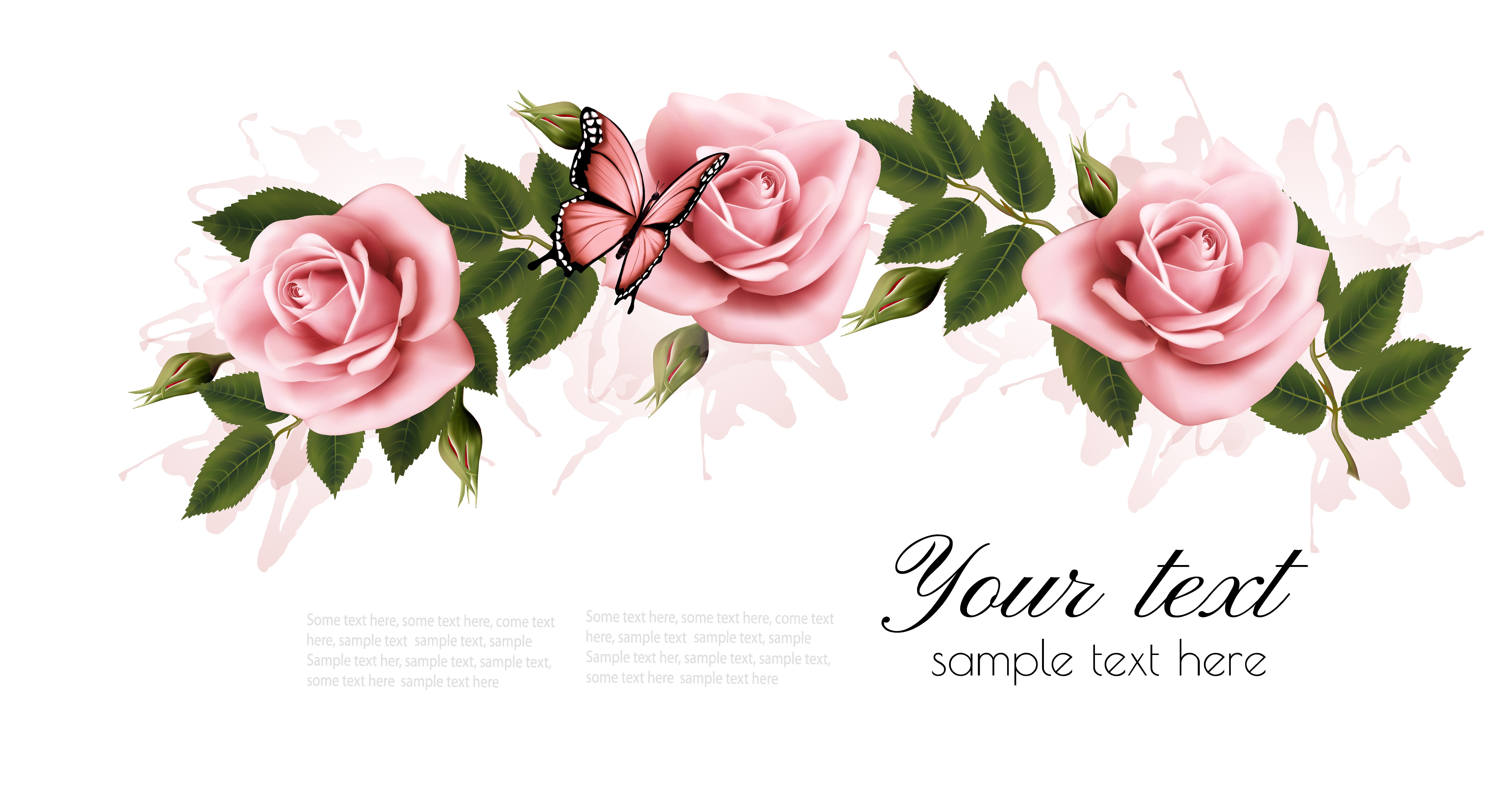 Flower frame with beauty pink roses. ~ Illustrations ~ Creative Market