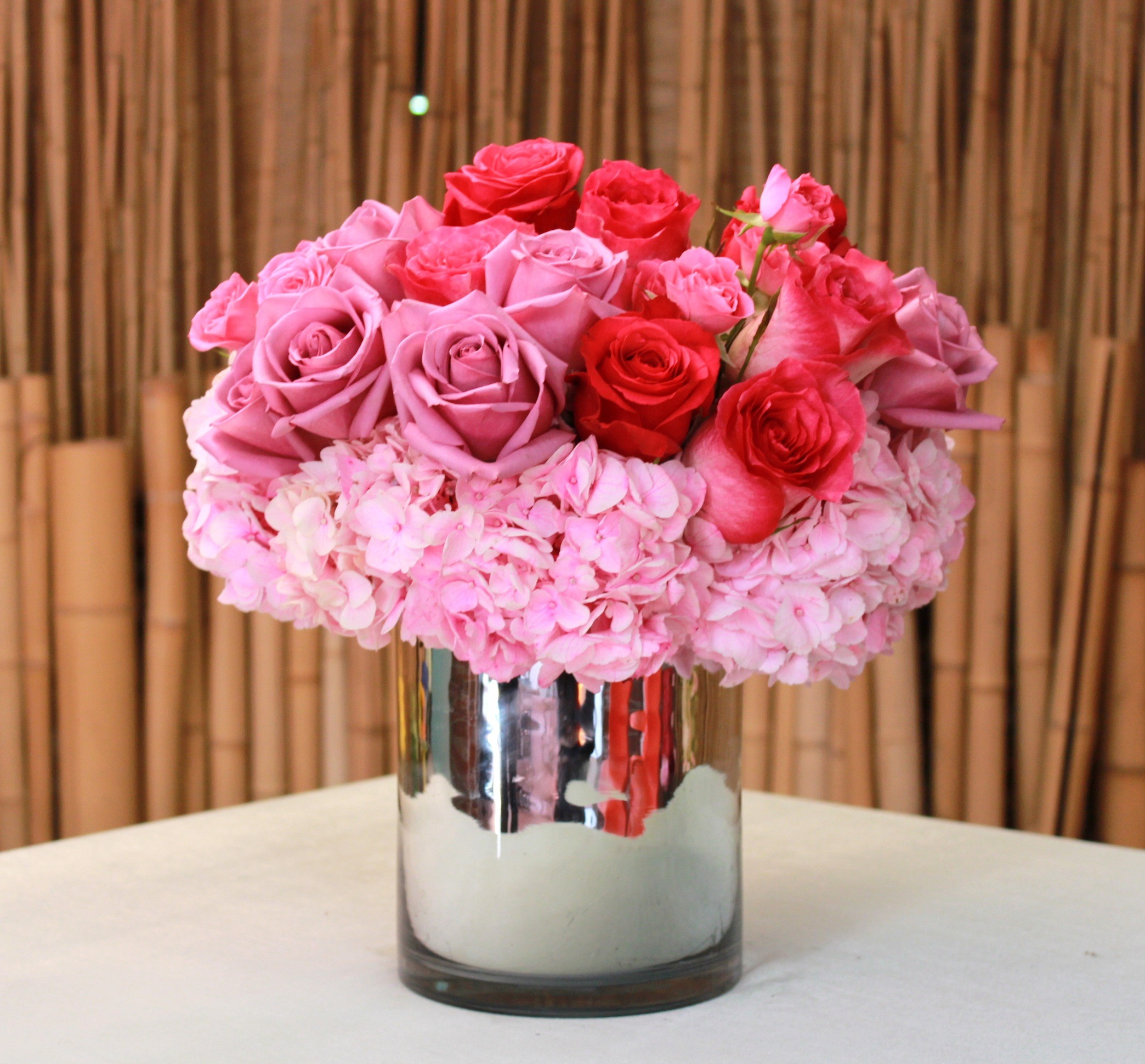 Pink Roses and Hydrangea in Beverly Hills, CA | Muguet Florist
