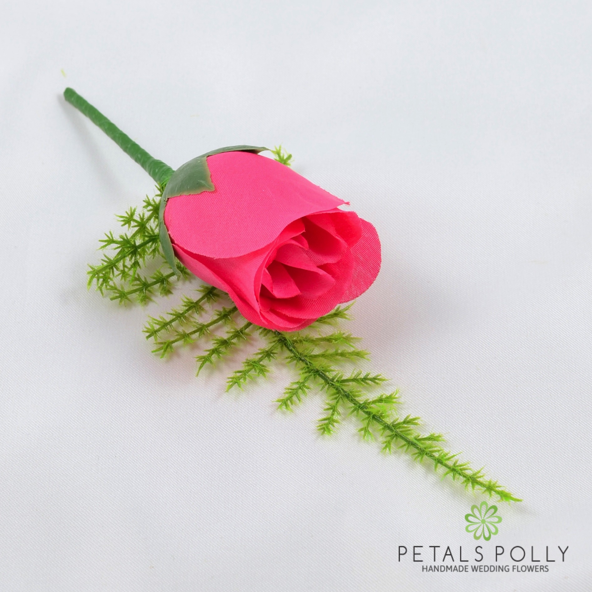 Hot Pink Single Rose Buttonhole -