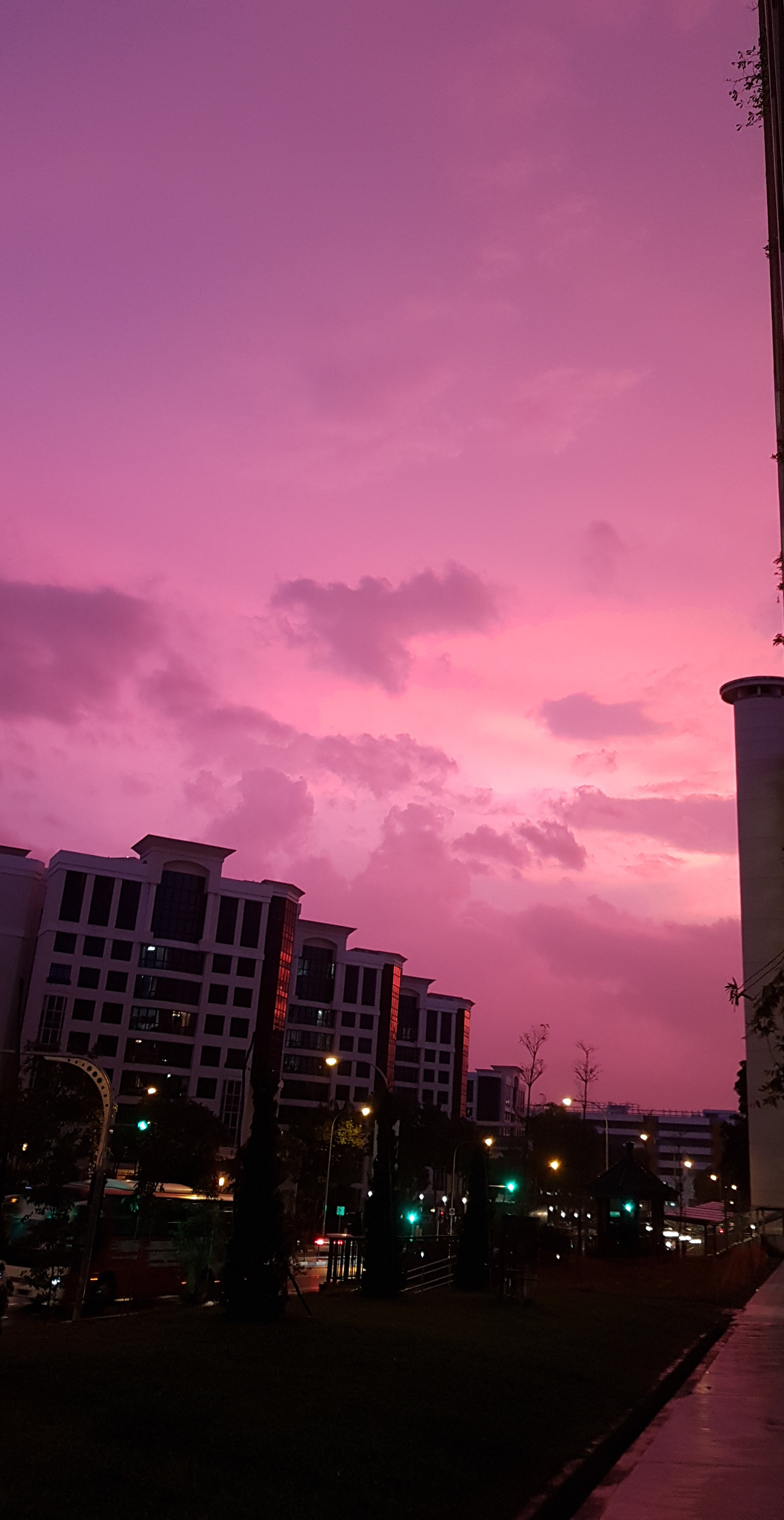 The pink sunset in Singapore yesterday. : mildlyinteresting