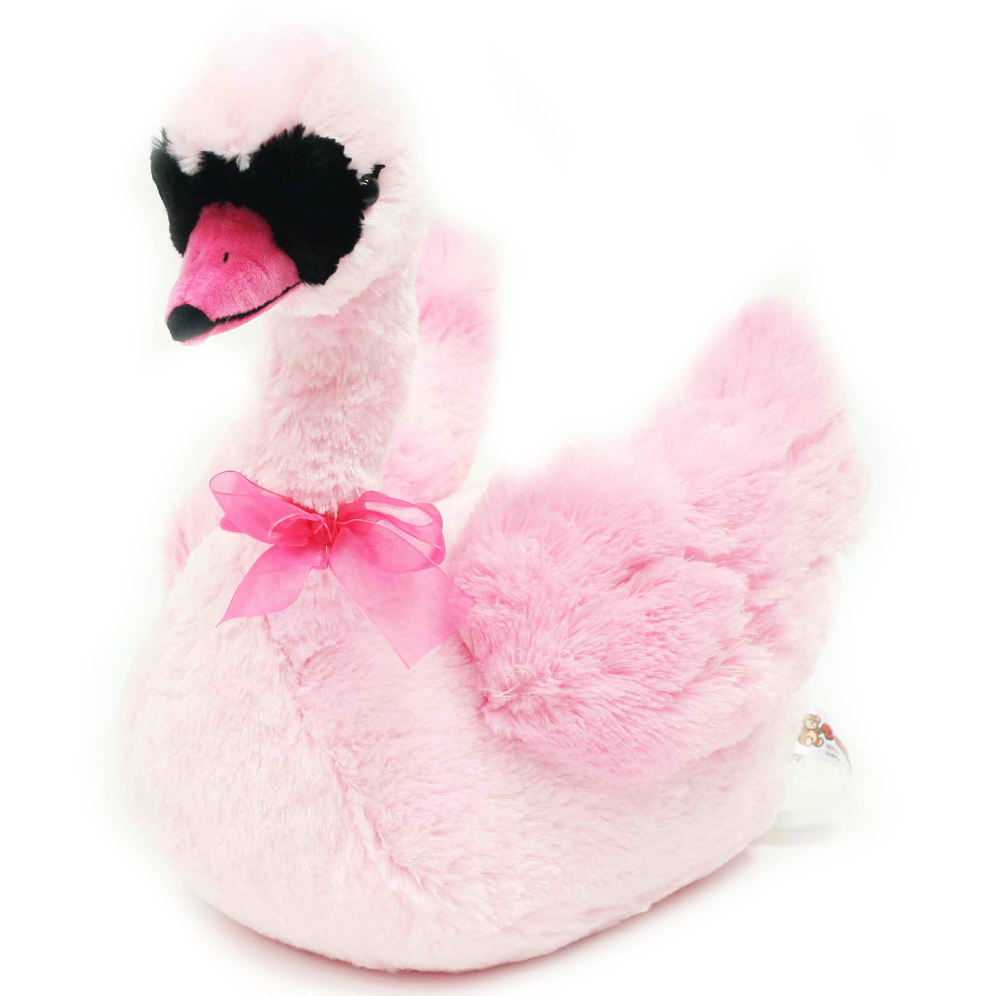 Swan Plush Toy, Pink with Bow 16