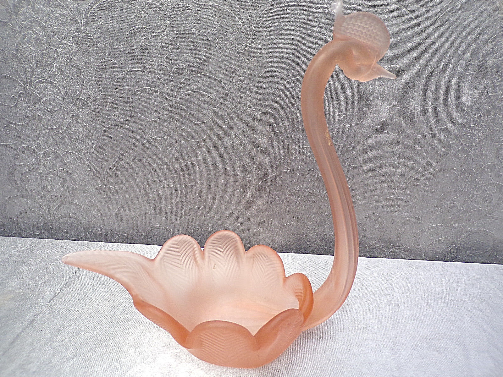 Frosted Glass Pink Swan Candy Dish * Circa 1940 | eBay