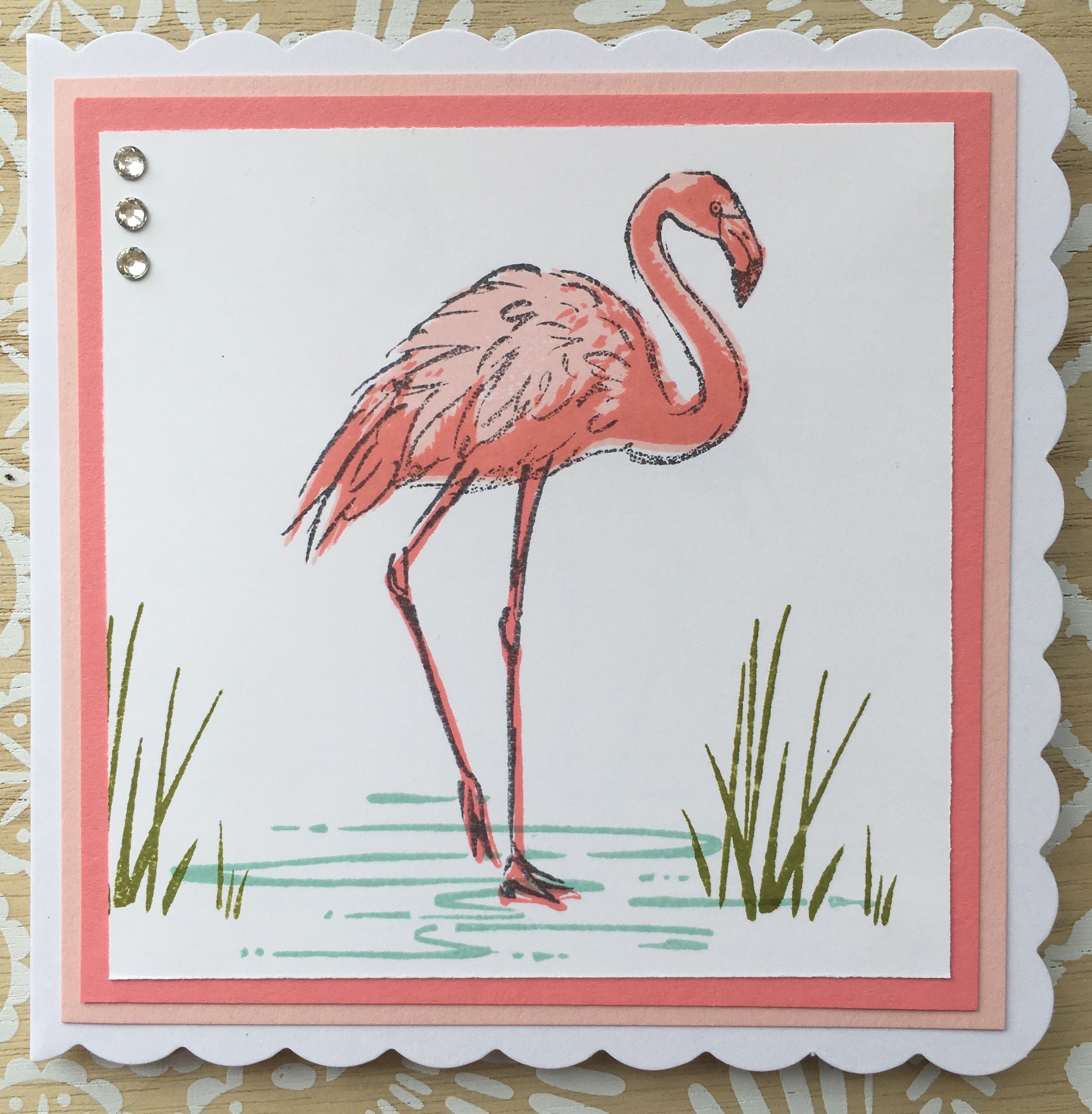 SU Fabulous Flamingo stamped in basic grey, powder pink and flirty ...