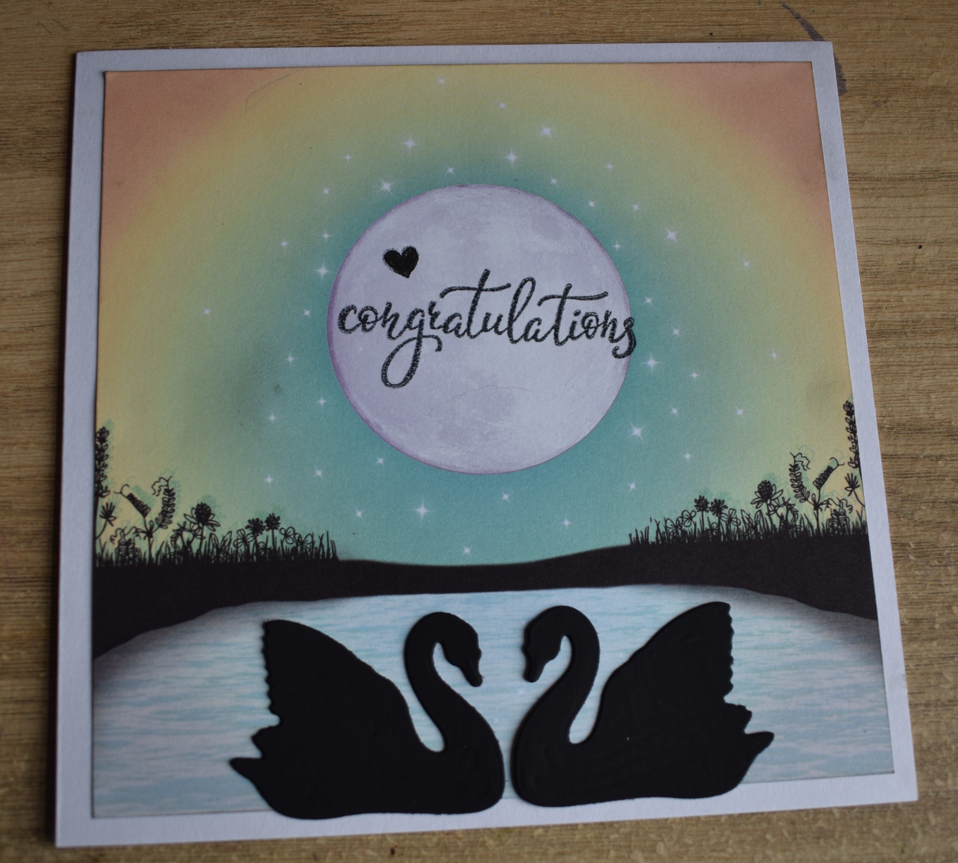 Hunkydory Twilight Kingdom background withpair of swan die cuts ...