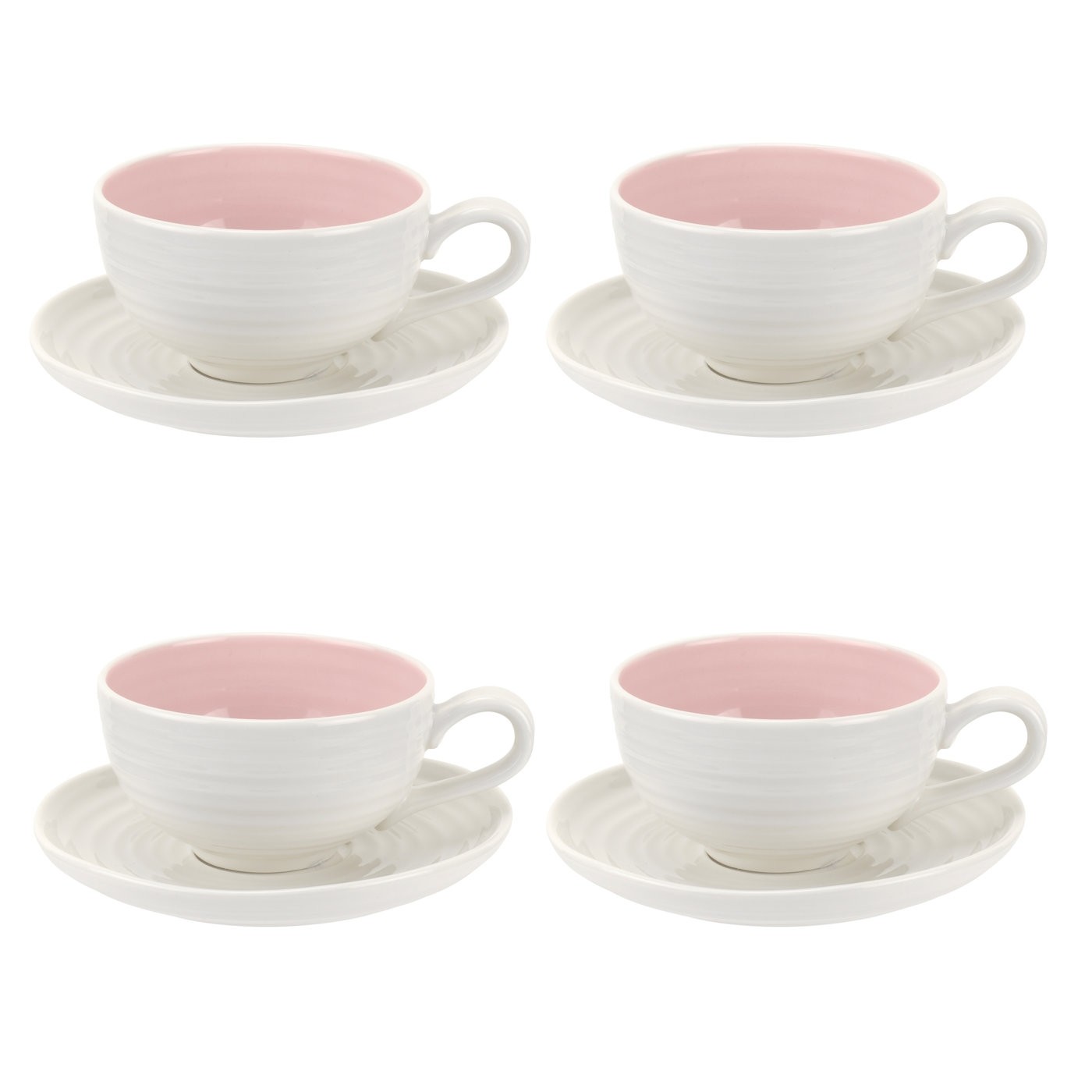 Sophie Conran for Portmeirion Pink Tea Cup & Saucer Set of 4 ...