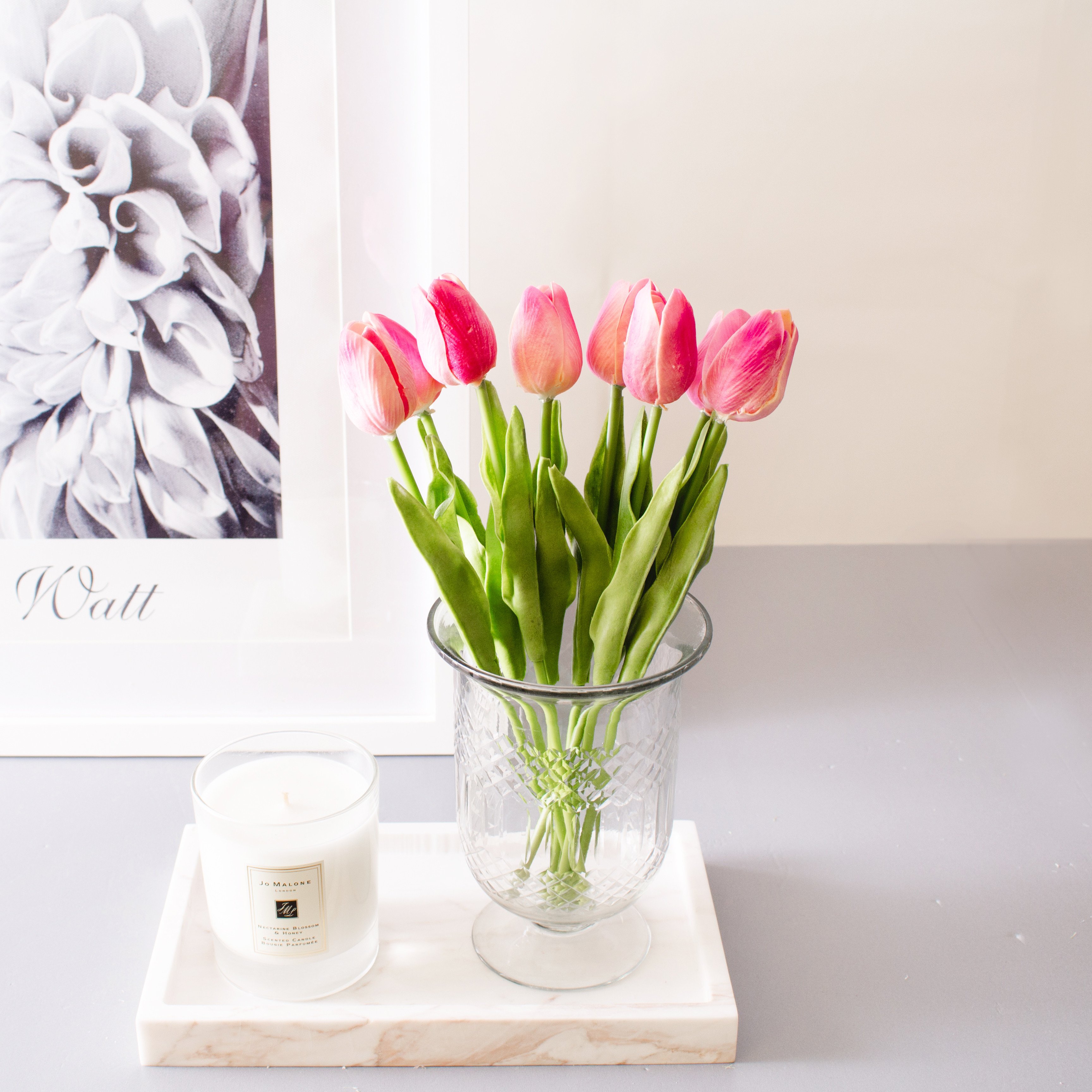 9pcs - 36pcs Mini Hot Pink Tulips Real Touch Silk Flowers - Lana ...