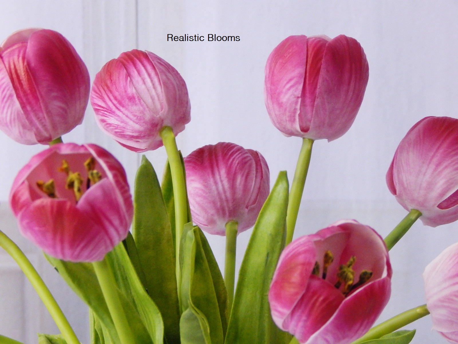 Pink, tulip/tulips, silk, floral arrangement, faux water, acrylic ...