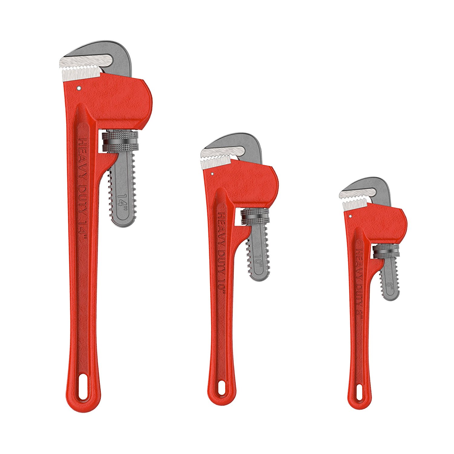 Plumbers Pipe Wrench, 3 Piece 14-Inch, 10-Inch, 8-Inch Set - Home ...