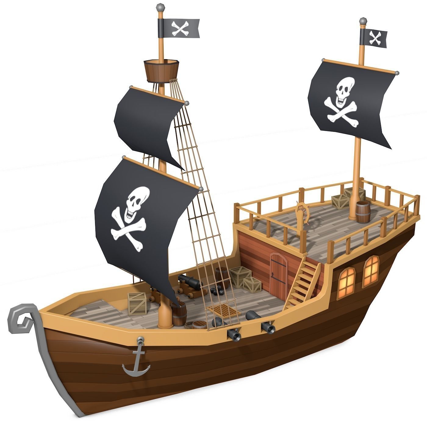 3D asset Low Poly Pirate Ship | CGTrader