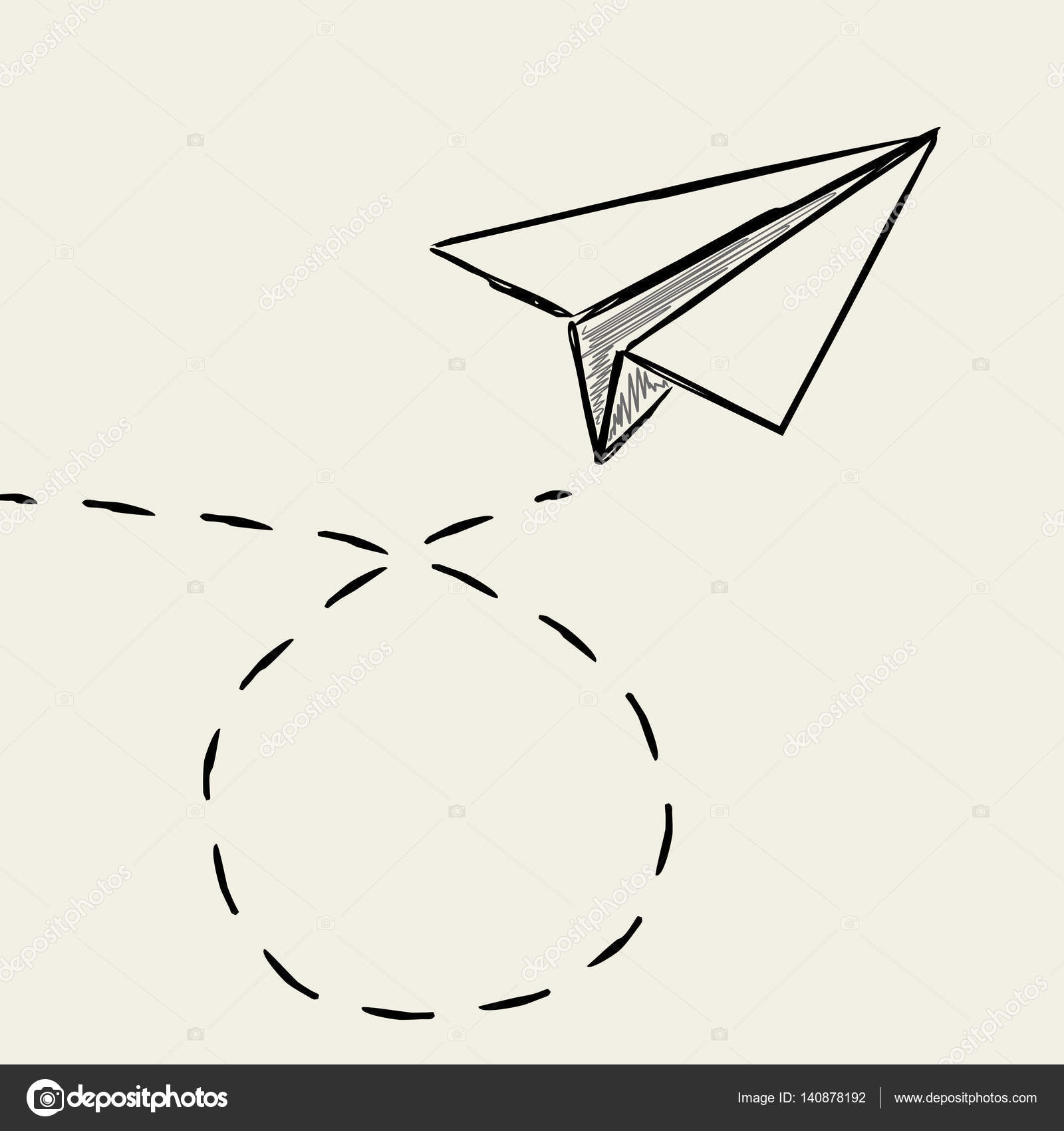 Paper plane drawing with dashed trace line. — Stock Vector © lenapix ...