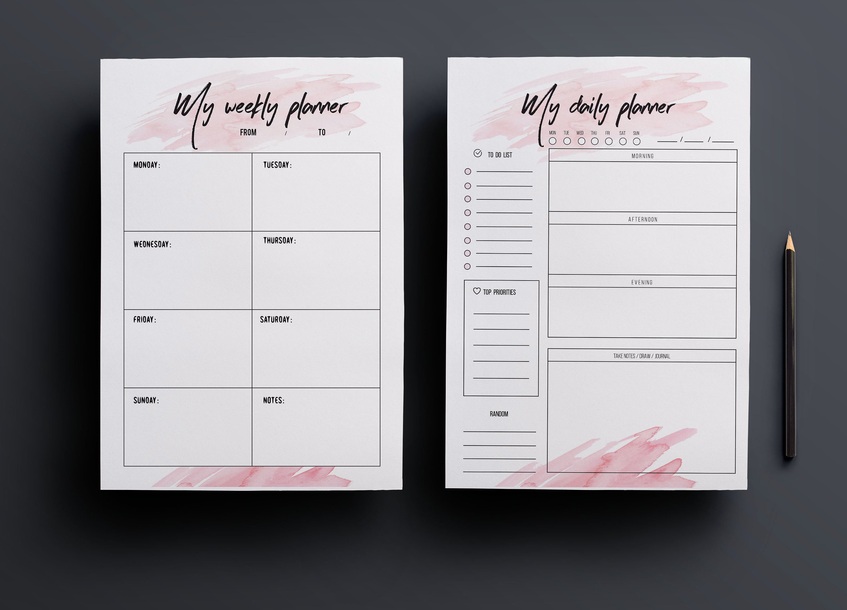 Weekly planner , daily planner ~ Stationery Templates ~ Creative Market