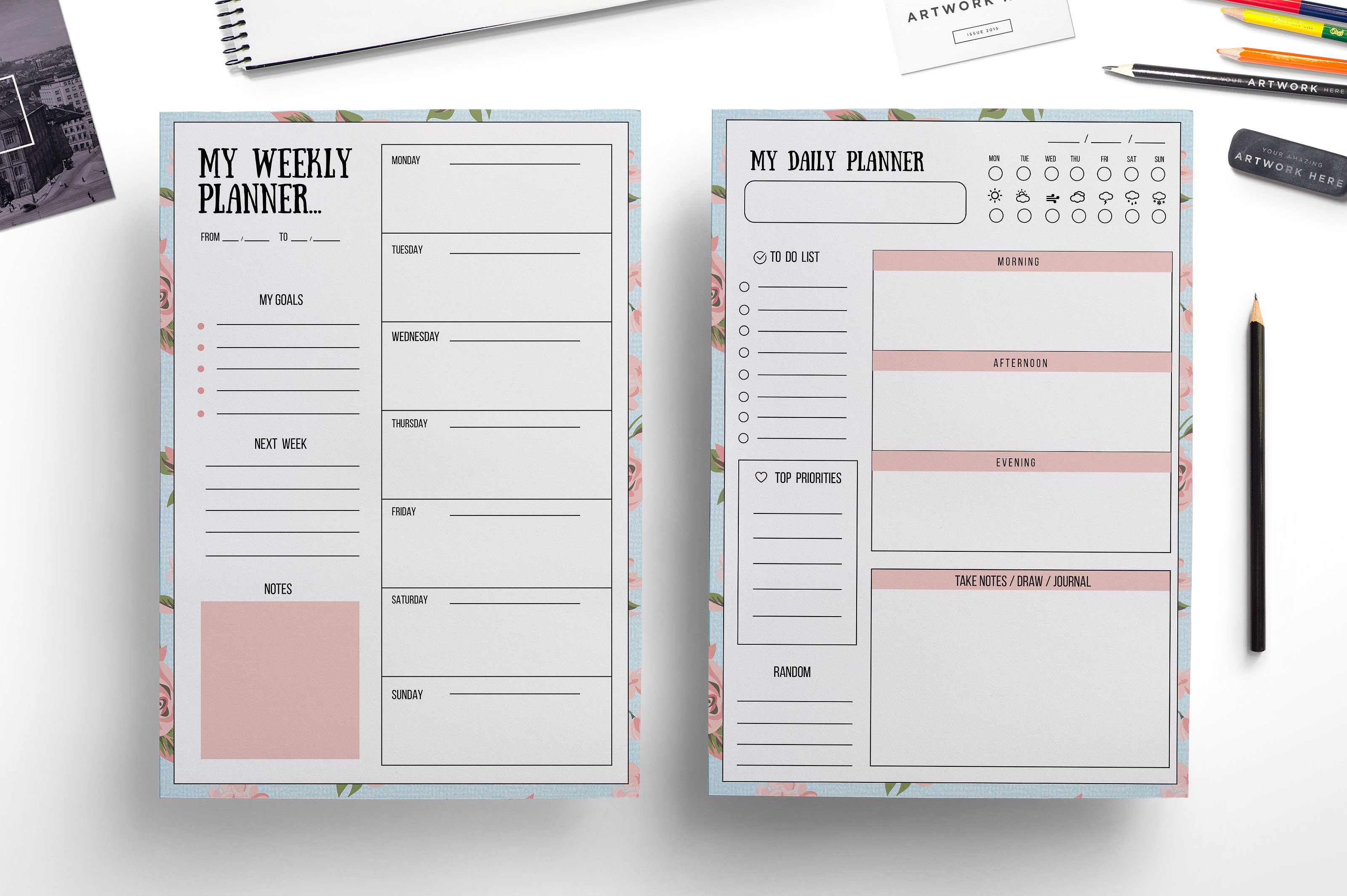 Weekly planner , daily planner ~ Templates ~ Creative Market