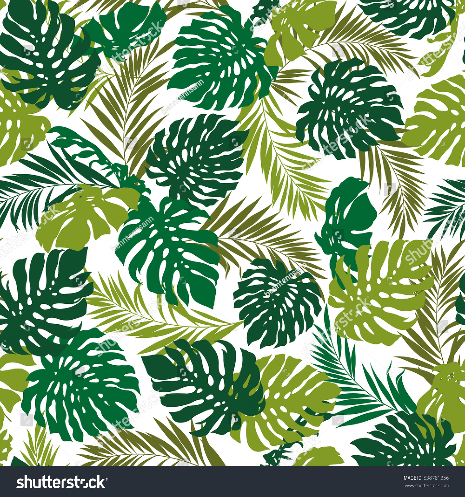 Tropical Plants Pattern Stock Vector 538781356 - Shutterstock