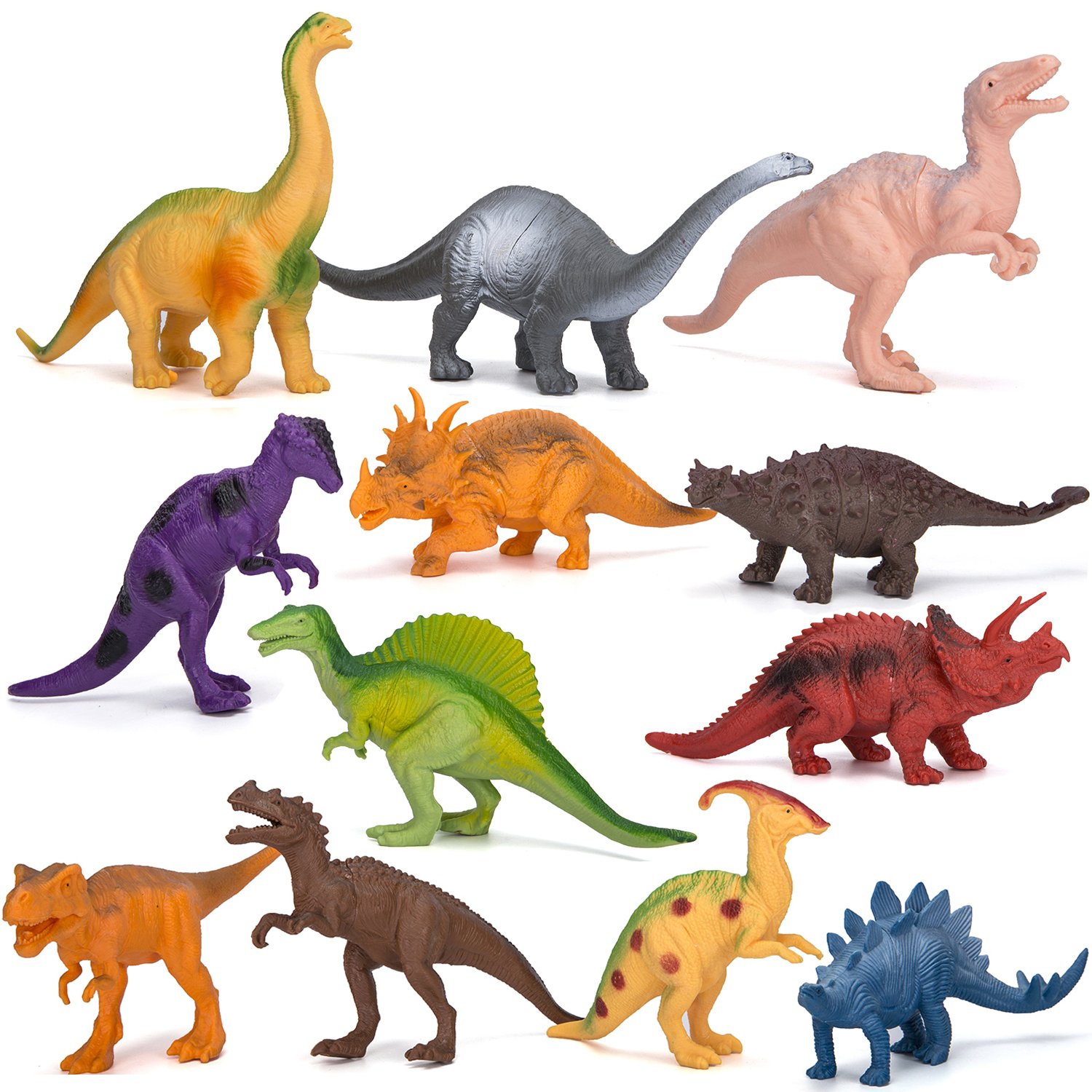 Dinosaur Figure Toys, 7 Inch Jumbo Plastic Dinosaur Playset ...