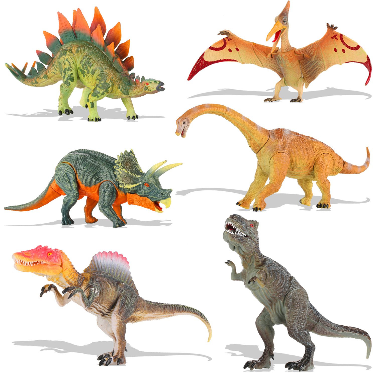 QuadPro Dinosaur Toys Sets for Kids, 6 Piece Jumbo Plastic Dinosaurs ...