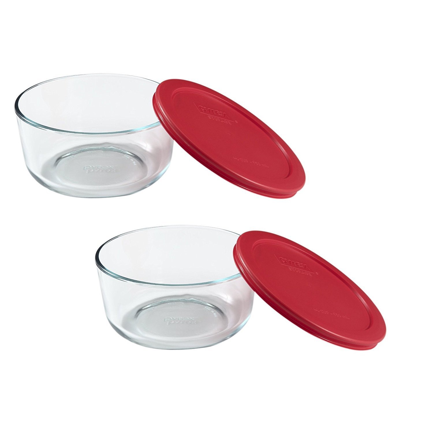 Amazon.com: Pyrex Storage Round Dish With Red Plastic Cover (Pack of ...