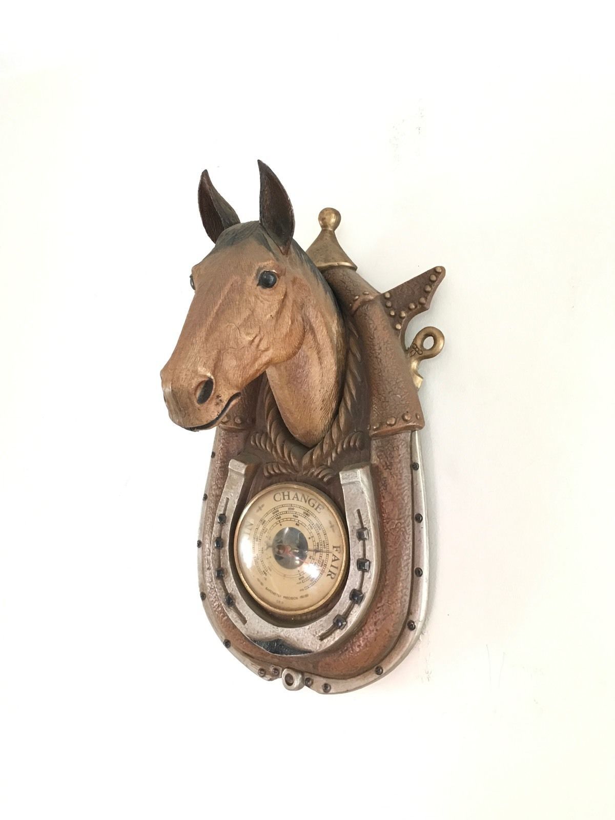 Vintage retro kitsch barometer horse head horseshoe plastic | Horse ...
