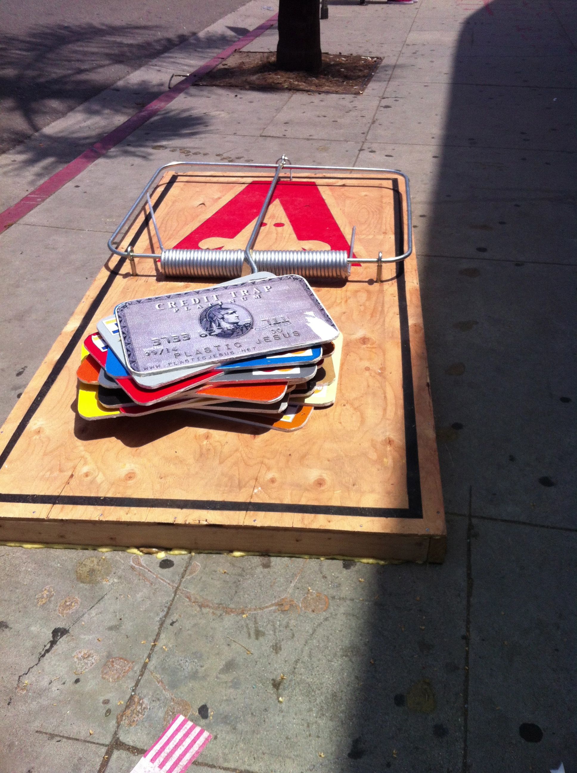 Plastic Jesus mouse trap American Express street art on Melrose Ave ...