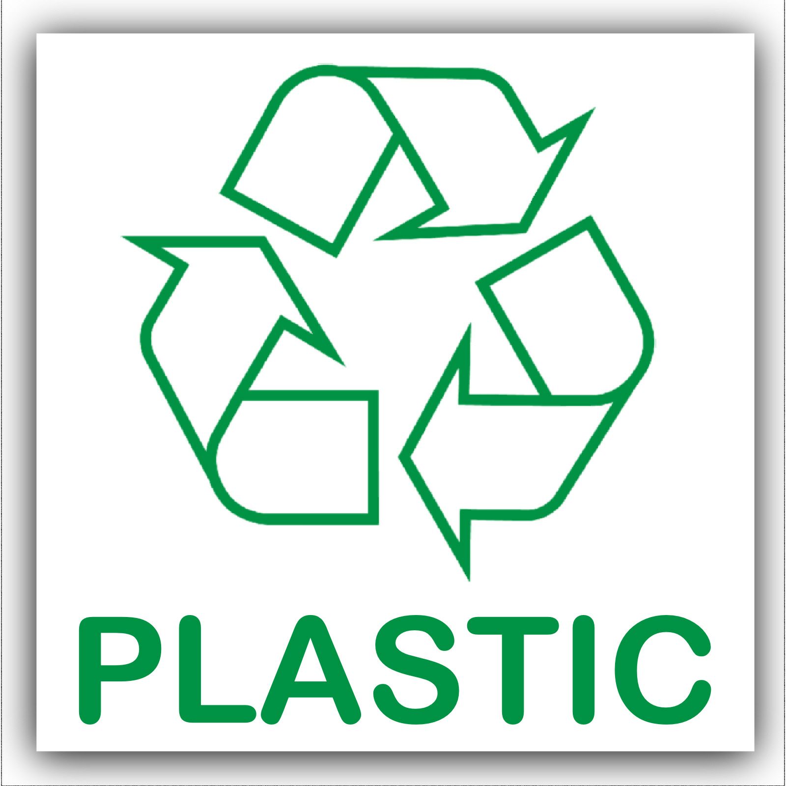 1 x Plastic Recycling Bin Adhesive Sticker-Recycle Logo Sign ...