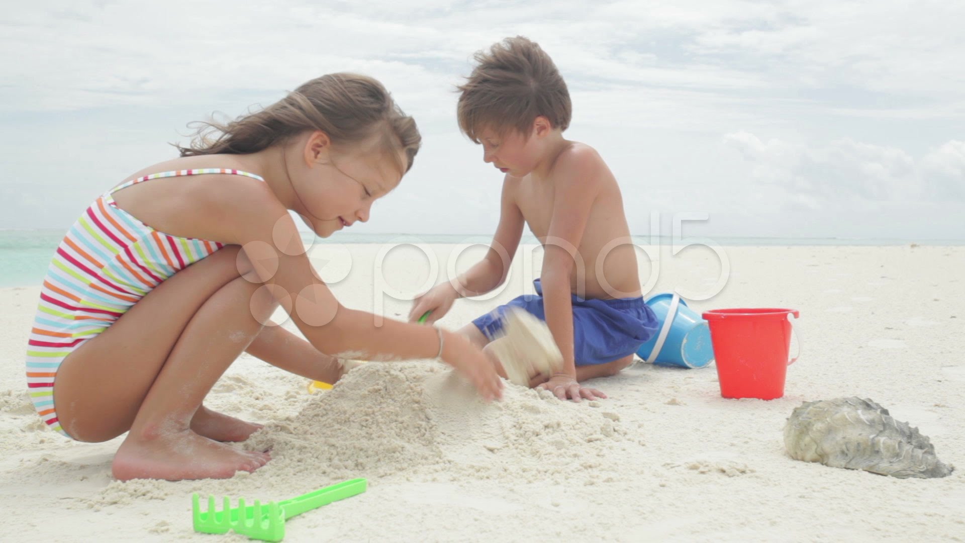 Two Kids Playing With Sand Toys. Stock Footage - YouTube