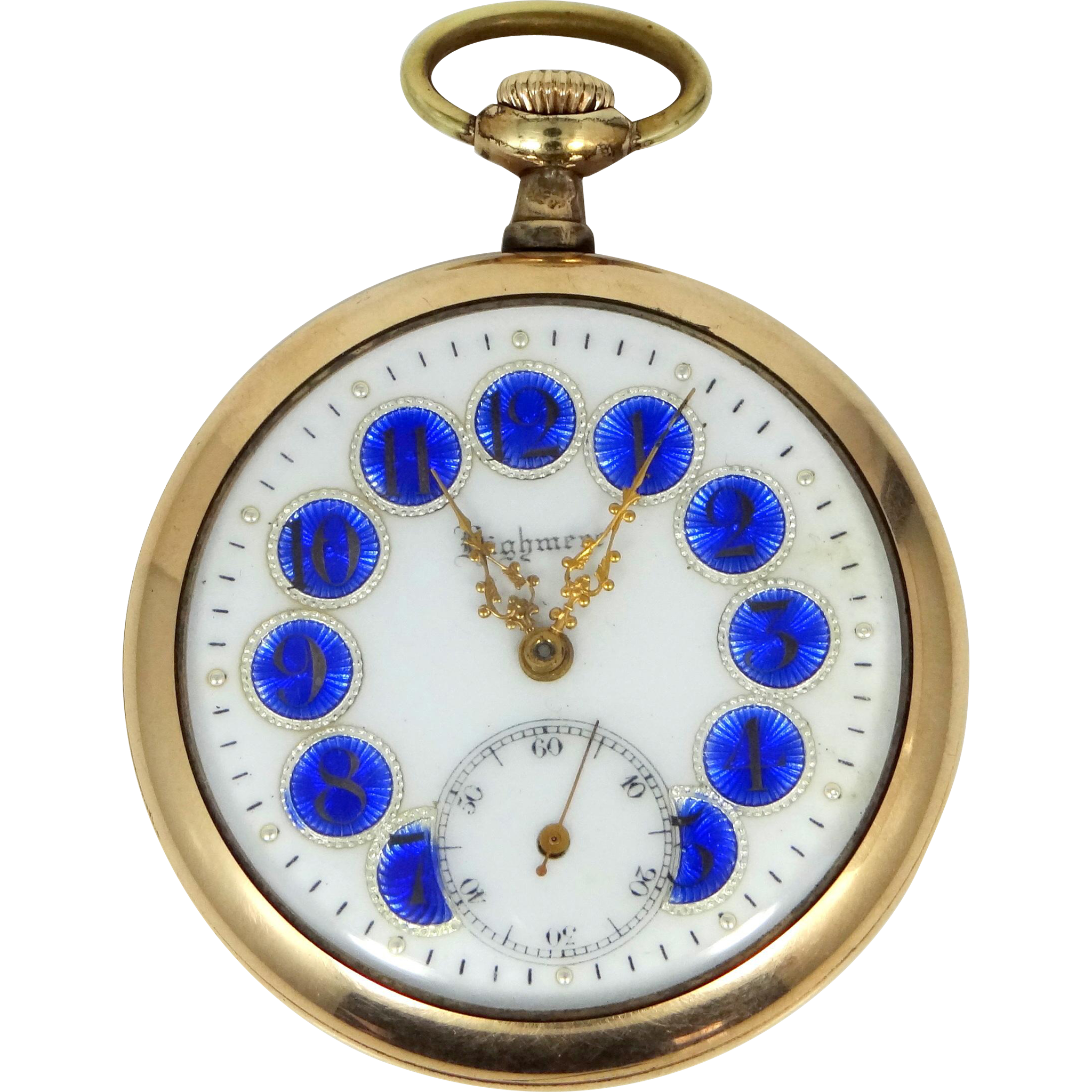 Highmere 17 Jewel Cobalt Blue Enamel Dial Pocket Watch : Mur-Sadie's ...