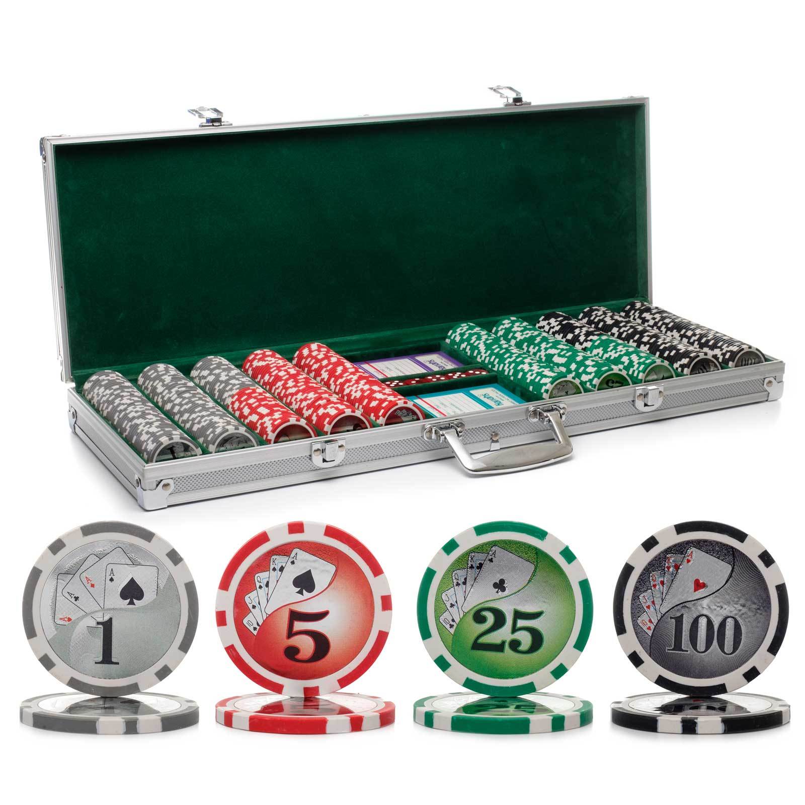 500 pc. 13g Yin Yang Laser Poker Chip Set with Aluminum Case ...