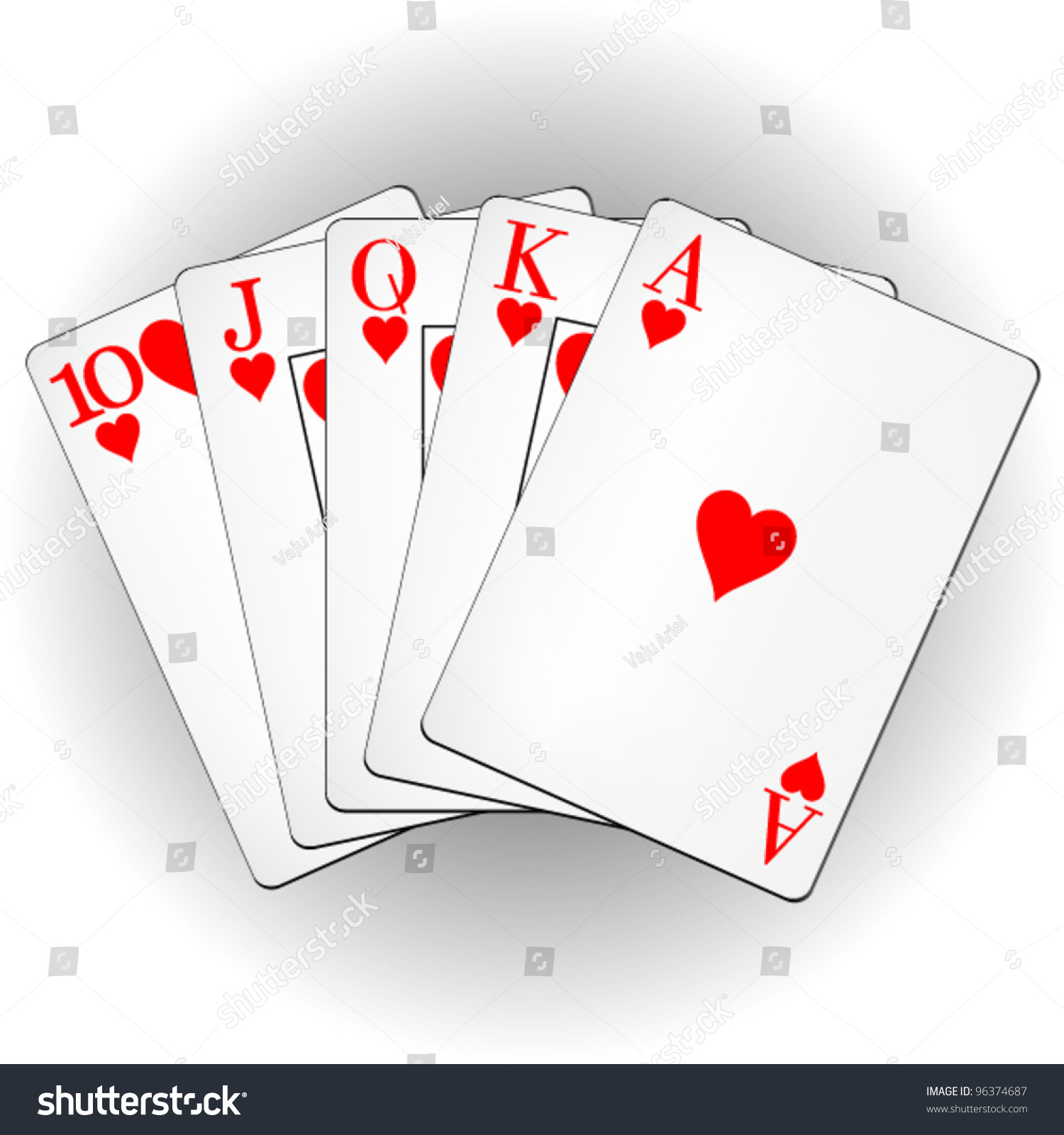 Winning Poker Hand Royal Flush Playing Stock Vector 96374687 ...