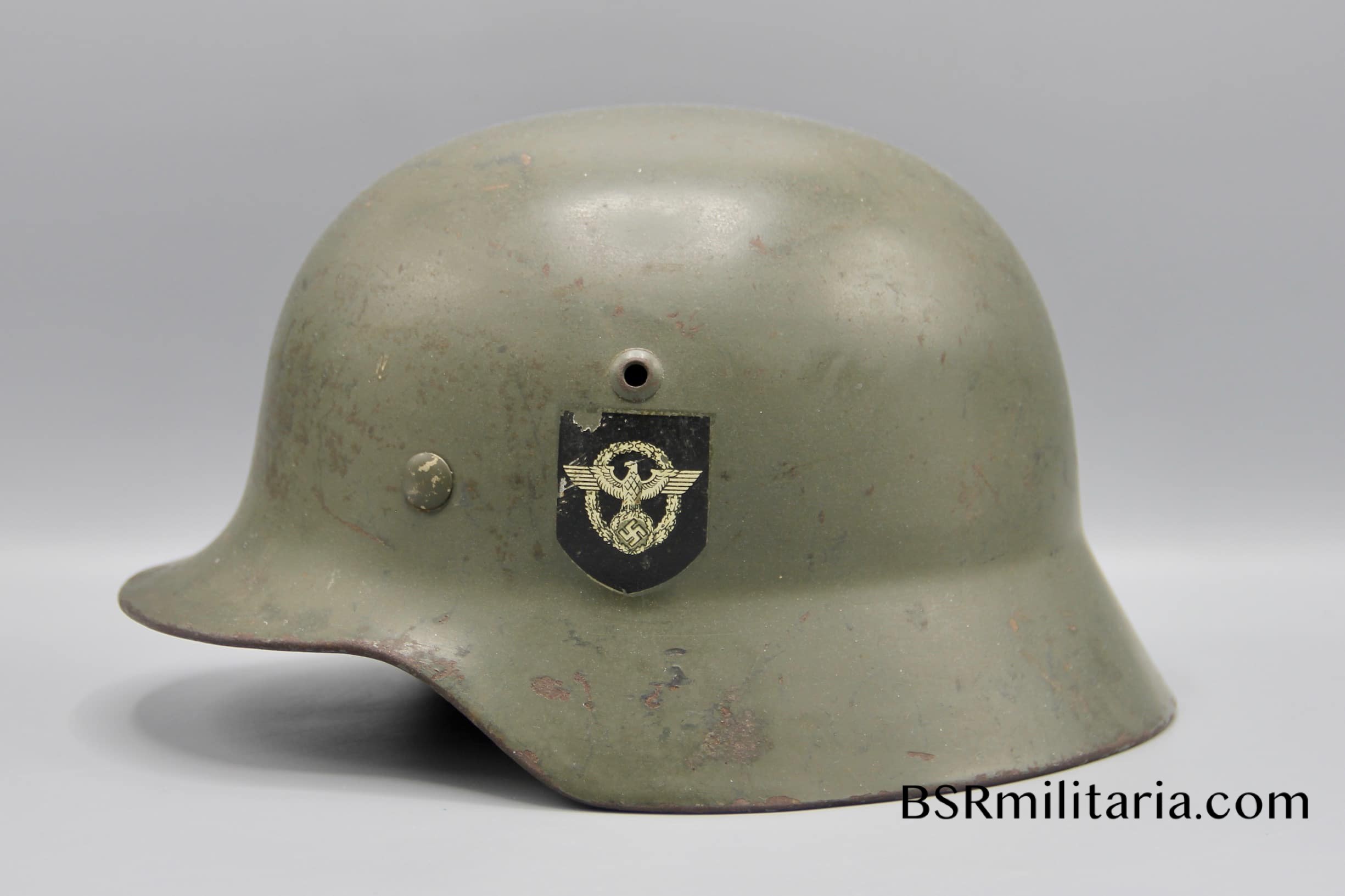 Original German WWII Combat Police M35 DD Helmet | BSR Militaria