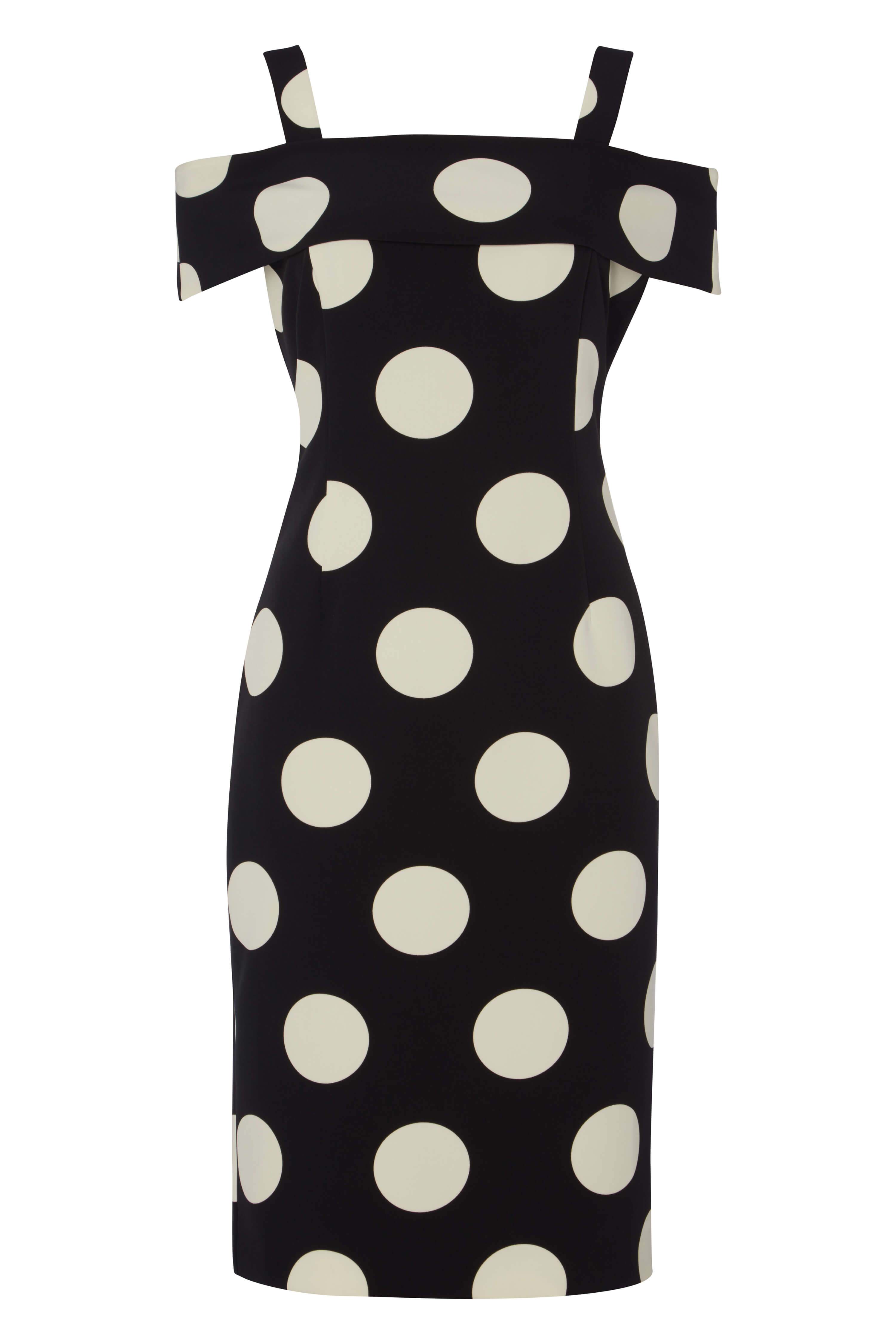 Polka Dot Bardot Dress in Black - Roman Originals UK