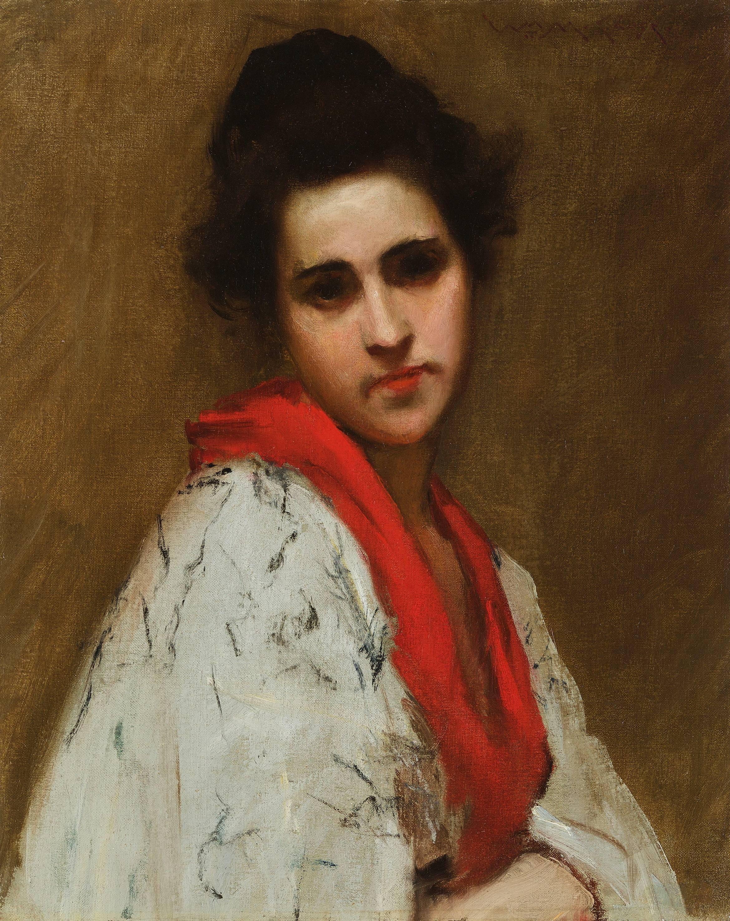 William Merritt Chase - Portrait of a Woman (Lady in Kimono ...