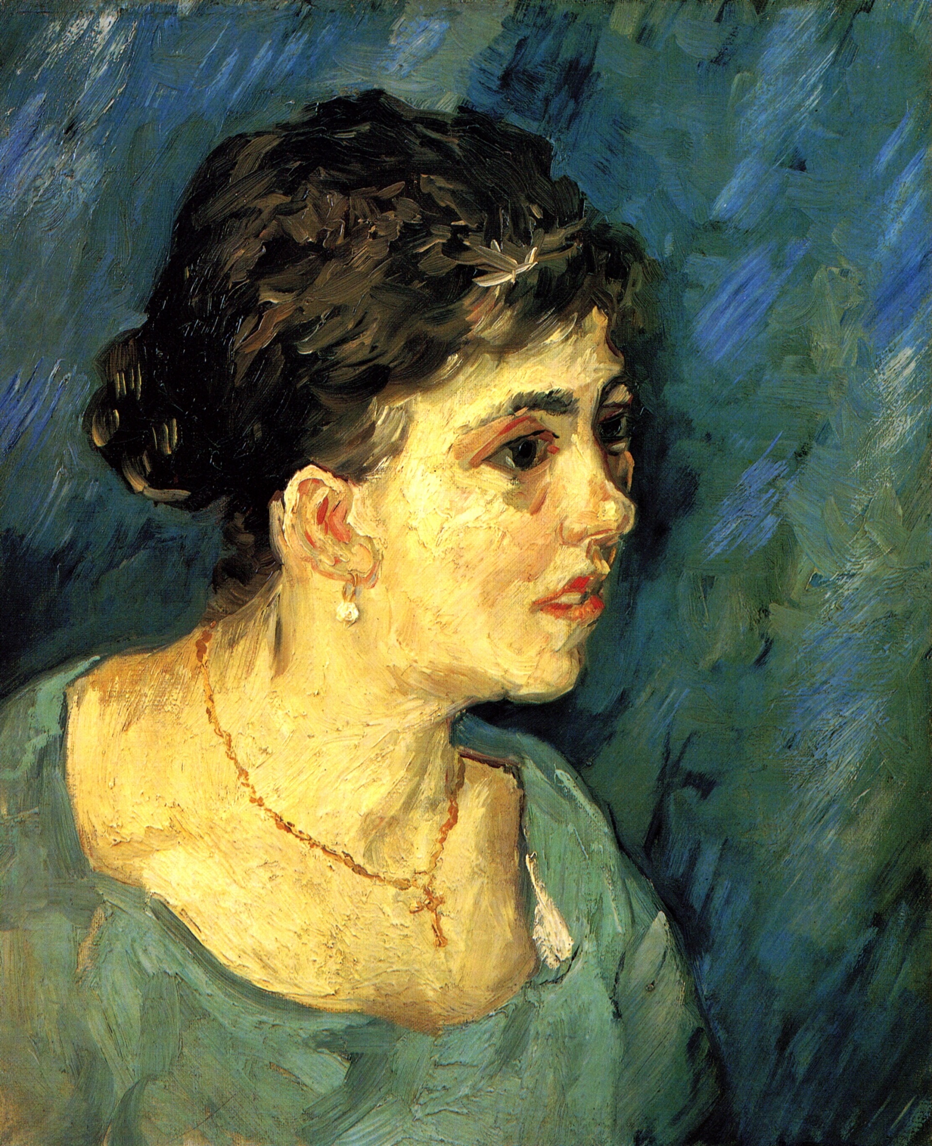 Van Gogh - Portrait of Woman in Blue 1885 - art-vanGogh.com