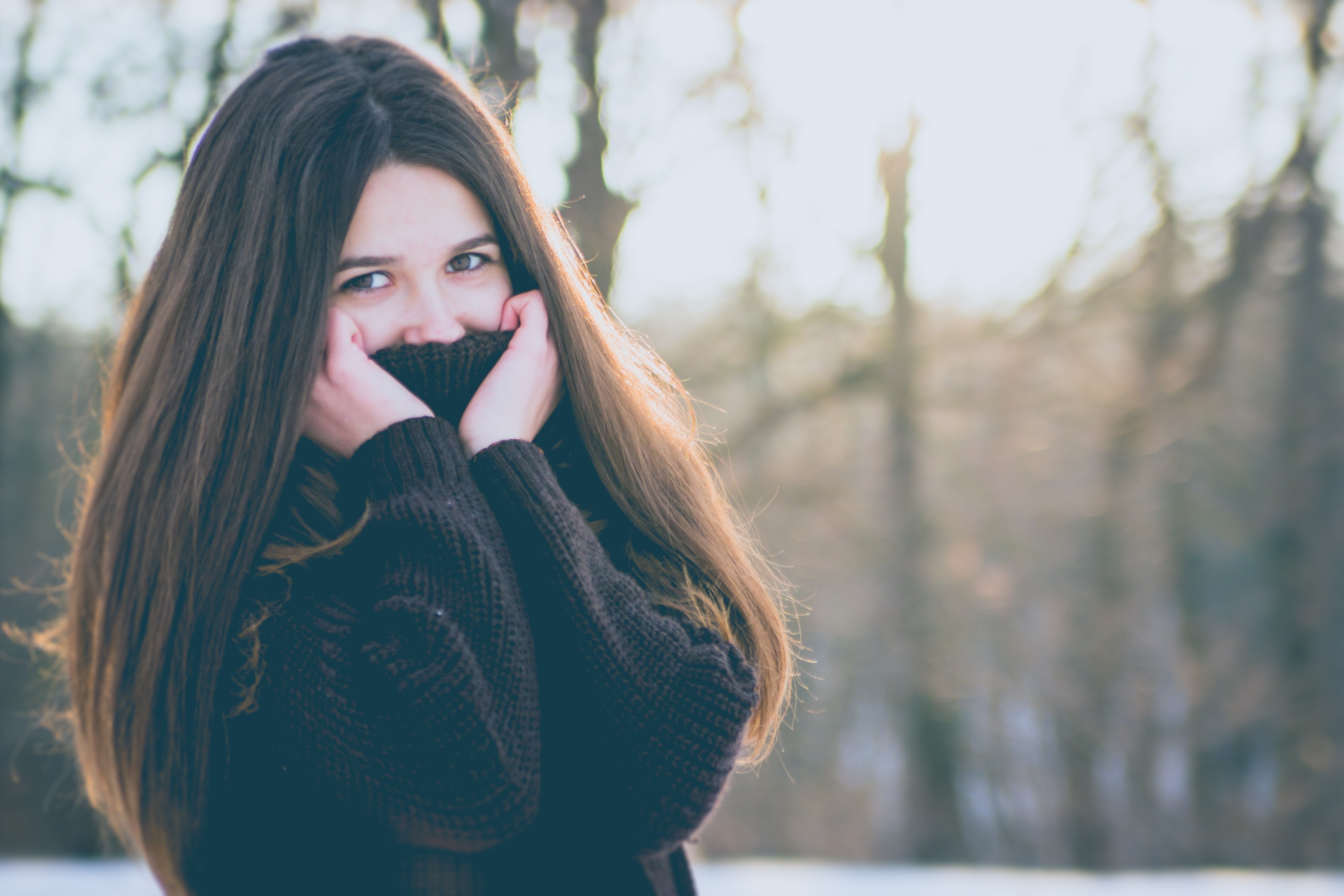 Portrait of young woman in winter photo