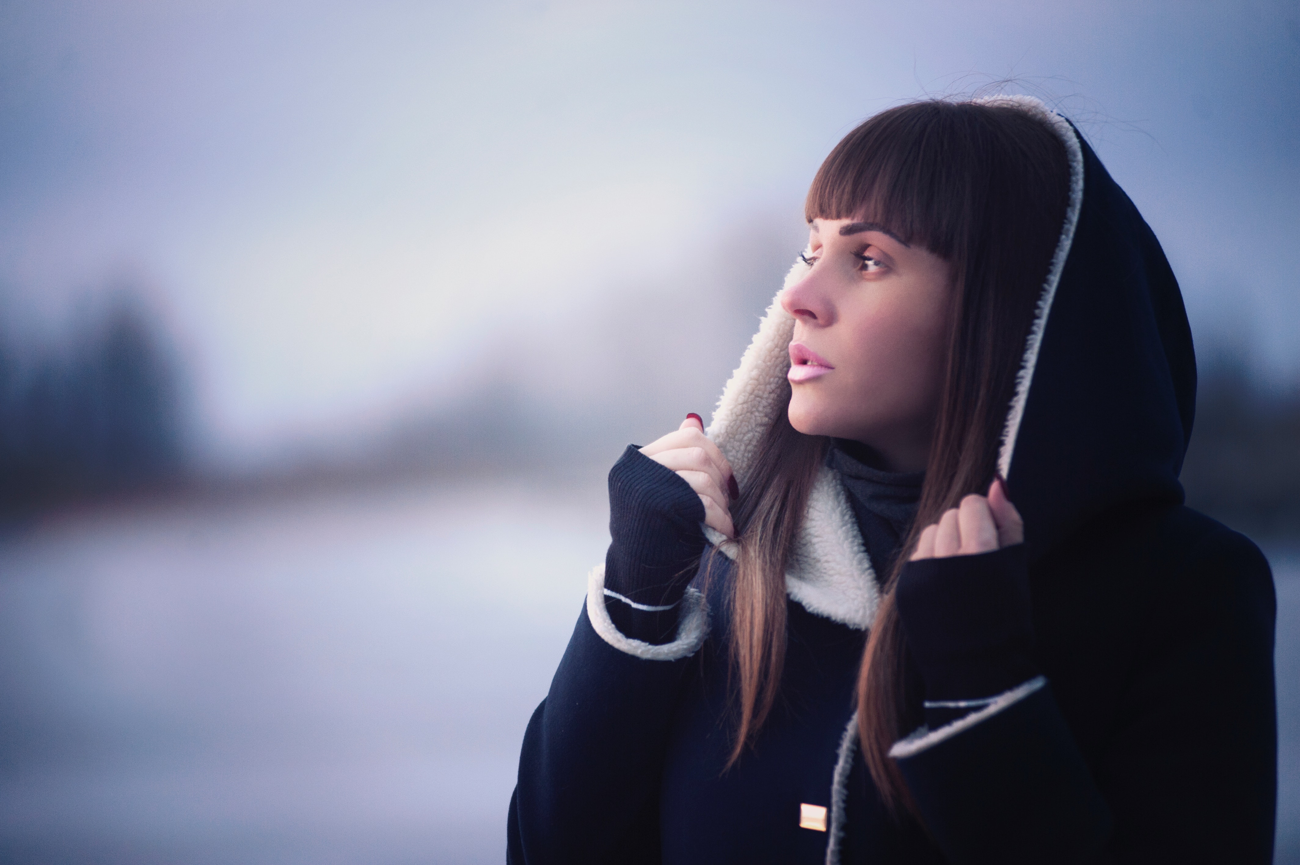 Portrait of young woman in winter photo