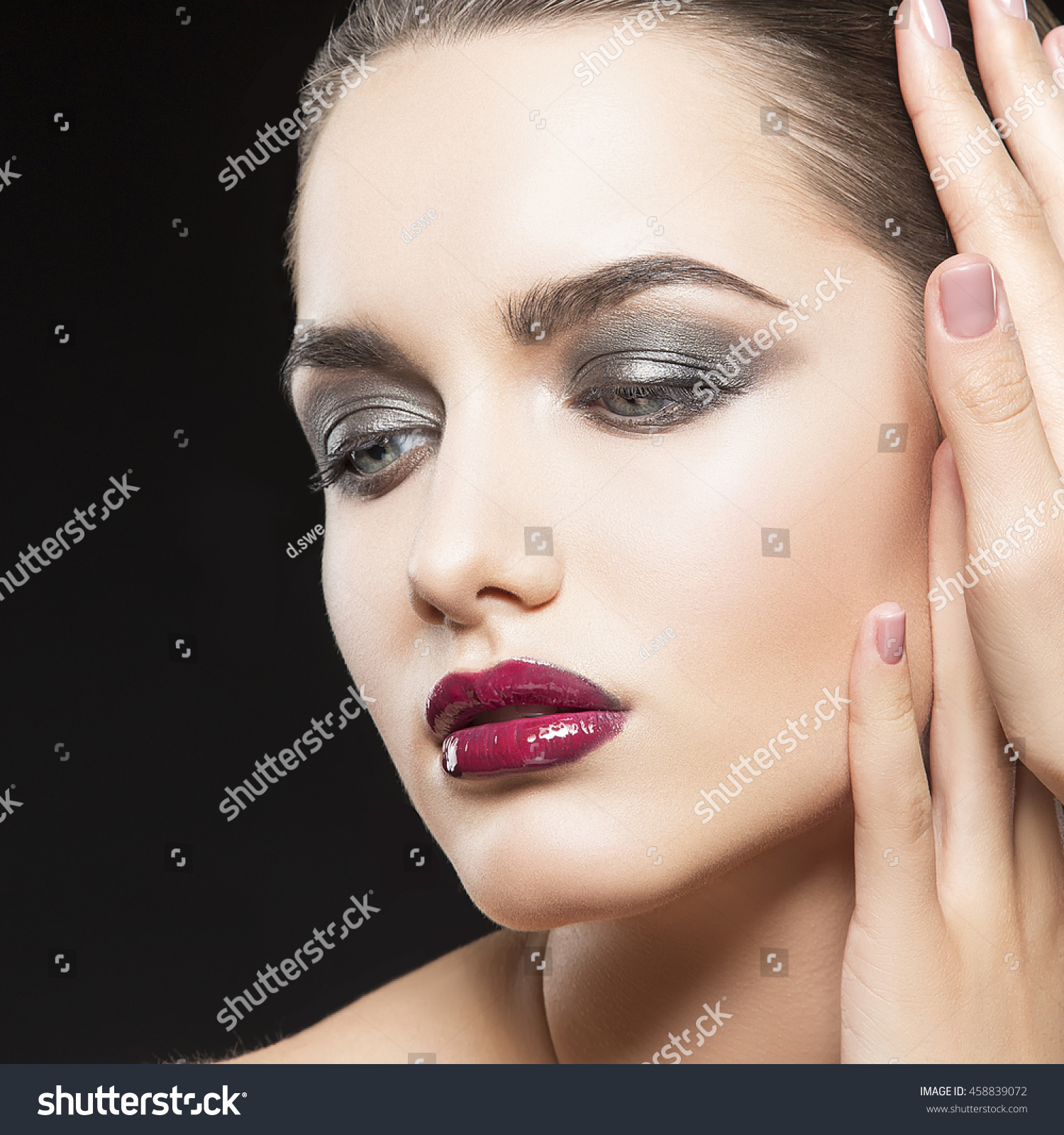 Beauty Fashion Portrait Caucasian Brunette Woman Stock Photo ...