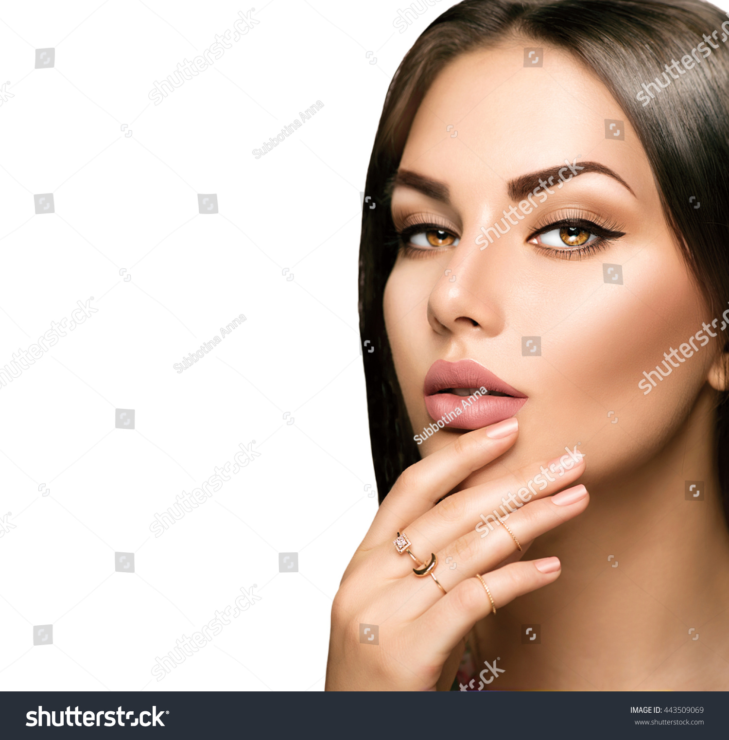 Beautiful Woman Face Portrait Closeup Perfect Stock Photo (Royalty ...