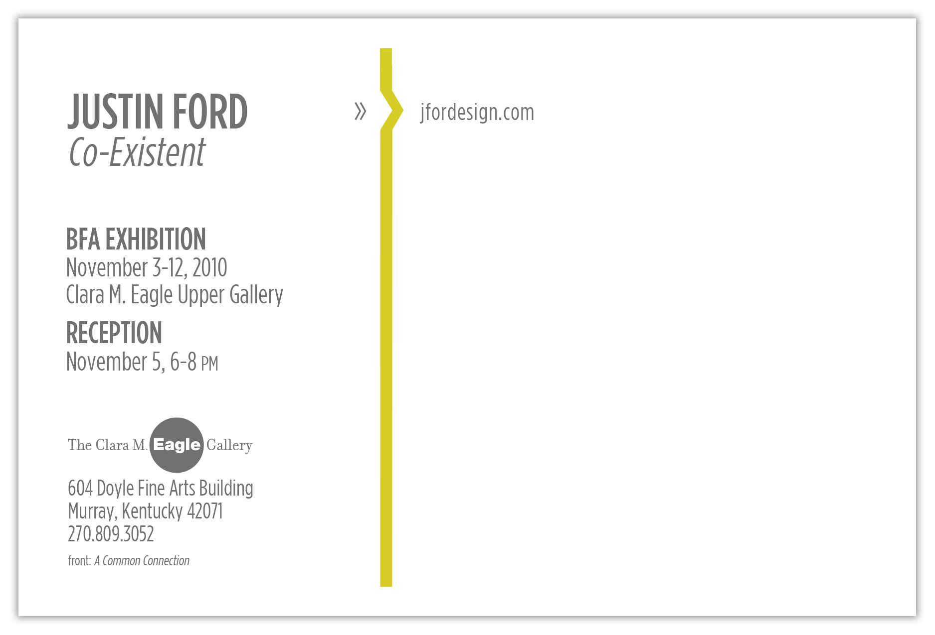 Justin Ford - BFA Exhibition Postcard