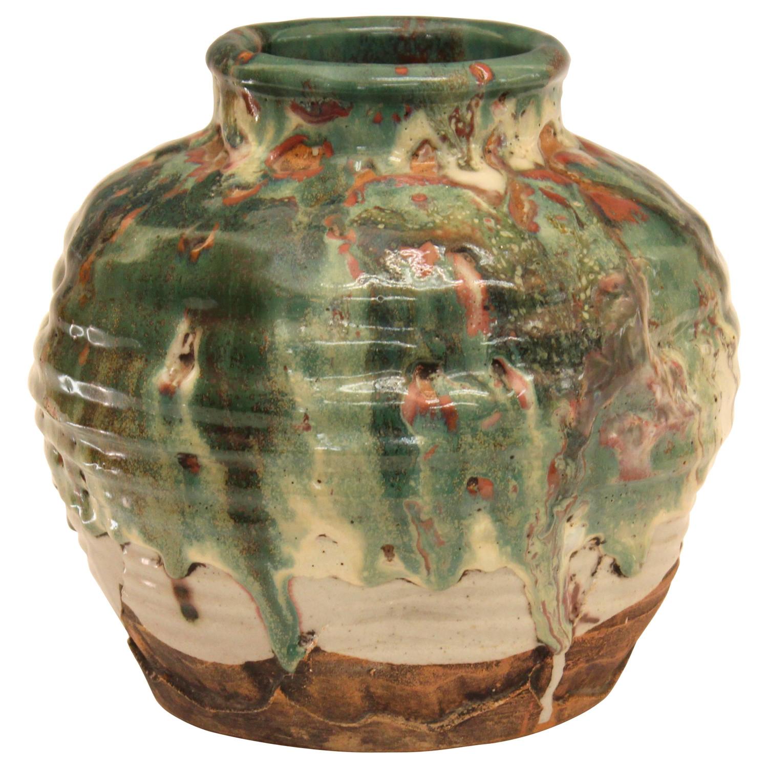 Antique or Vintage Japanese Flambe Crystalline Glaze Art Pottery ...