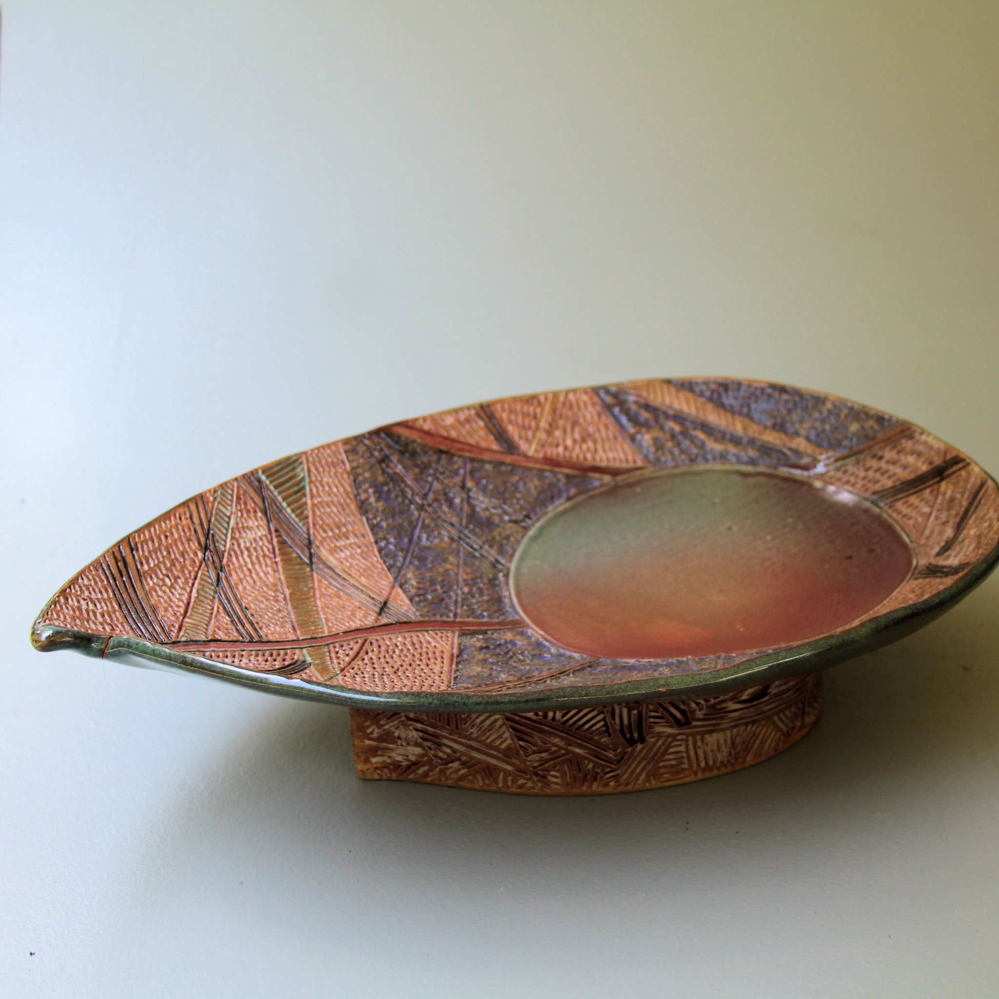 Clay Abstract motif Platter, hand built – BumbleBee Pottery