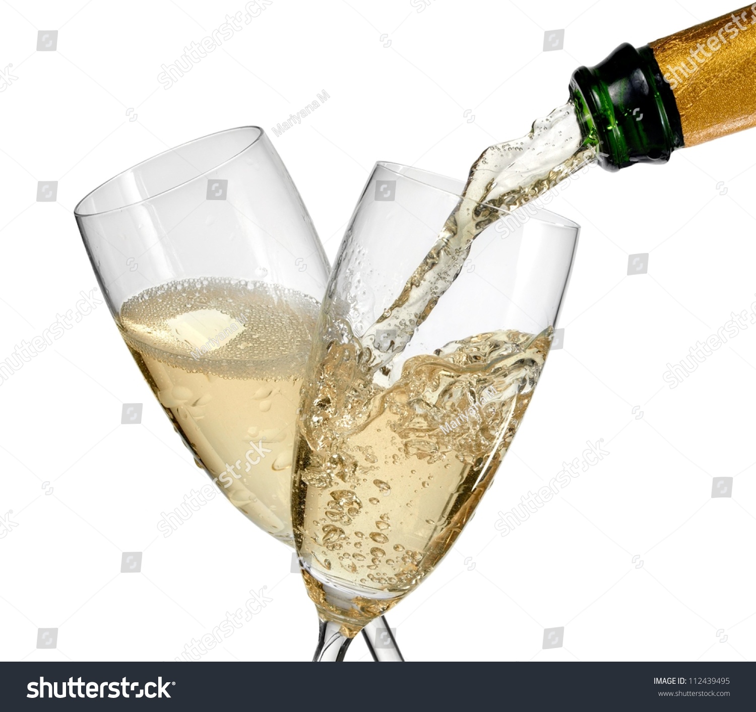Champagne Pouring Two Glasses Stock Photo 112439495 - Shutterstock