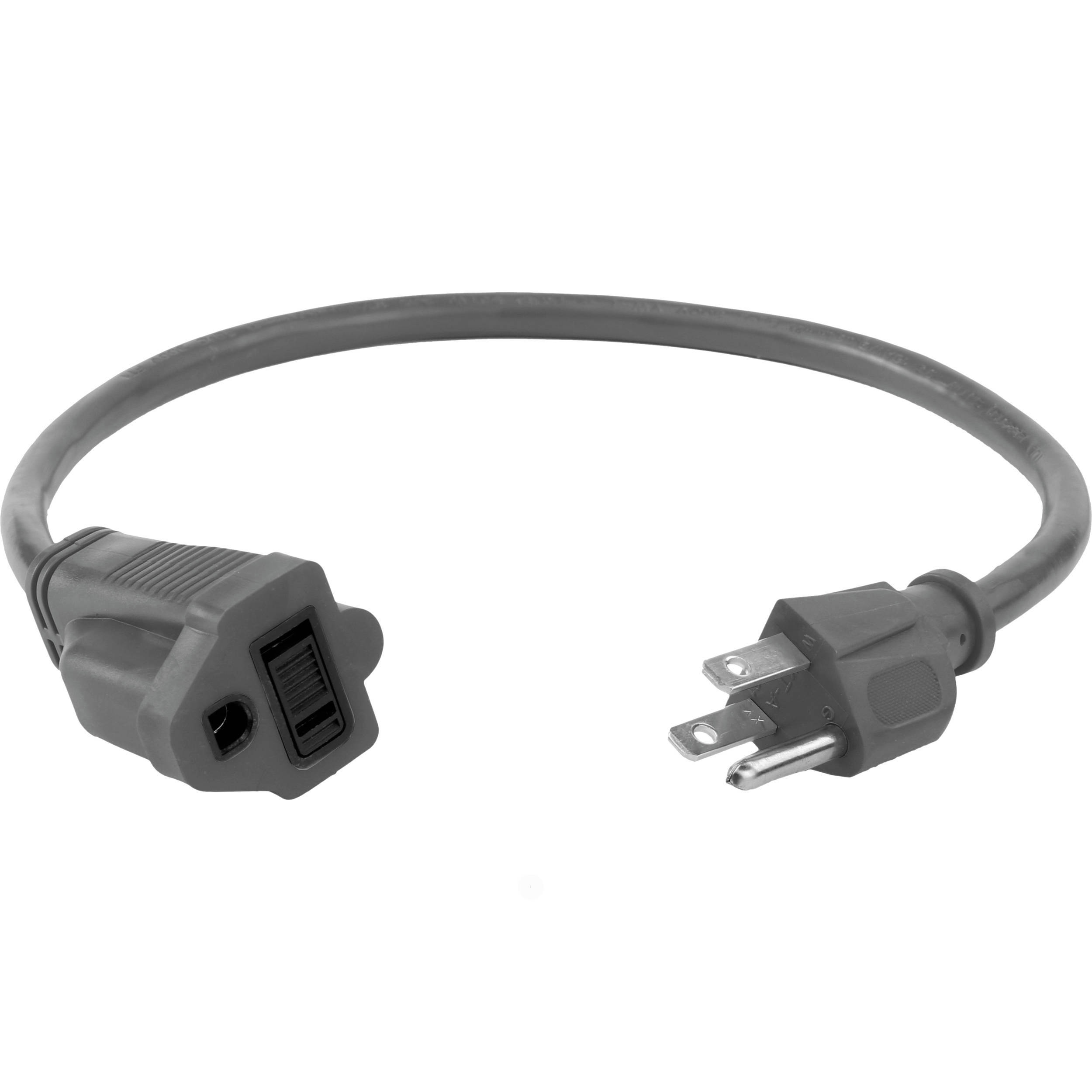 Watson 1.5 ft AC Power Extension Cord 16 AWG (Gray) ACE16-1.5G