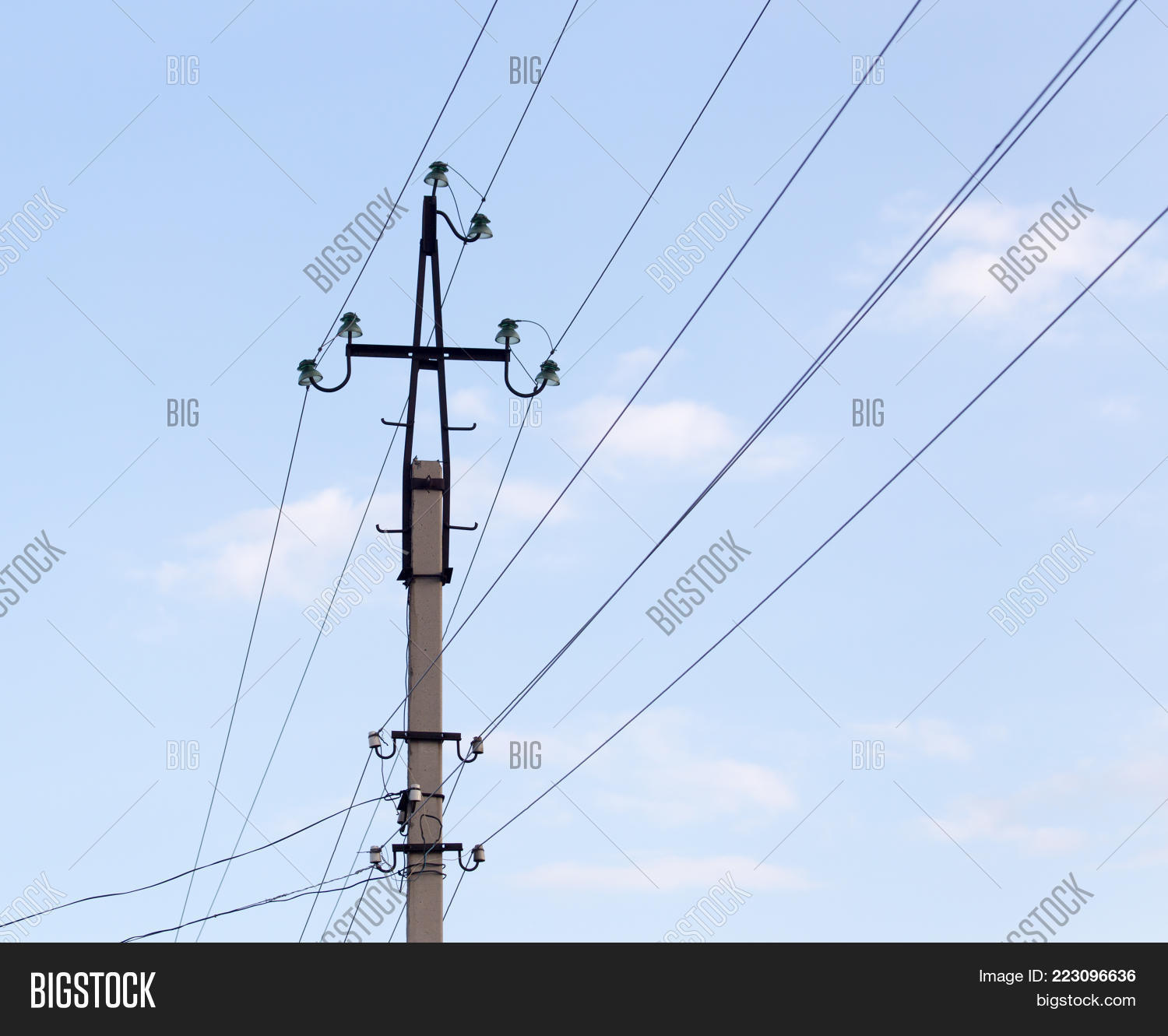 Mast Electrical Power Line Against Image & Photo | Bigstock